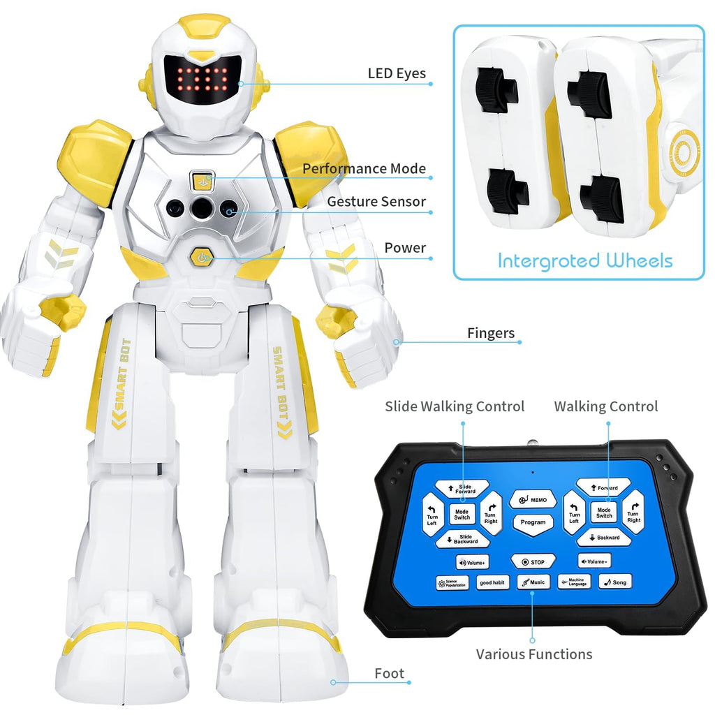 KingsDragon Robots Toy for Kids, RC Gesture Sensing Toy, Interactive Walking Singing Dancing Robot Birthday Presents for Boys Girls Age 6 7 8 9 Years Old
