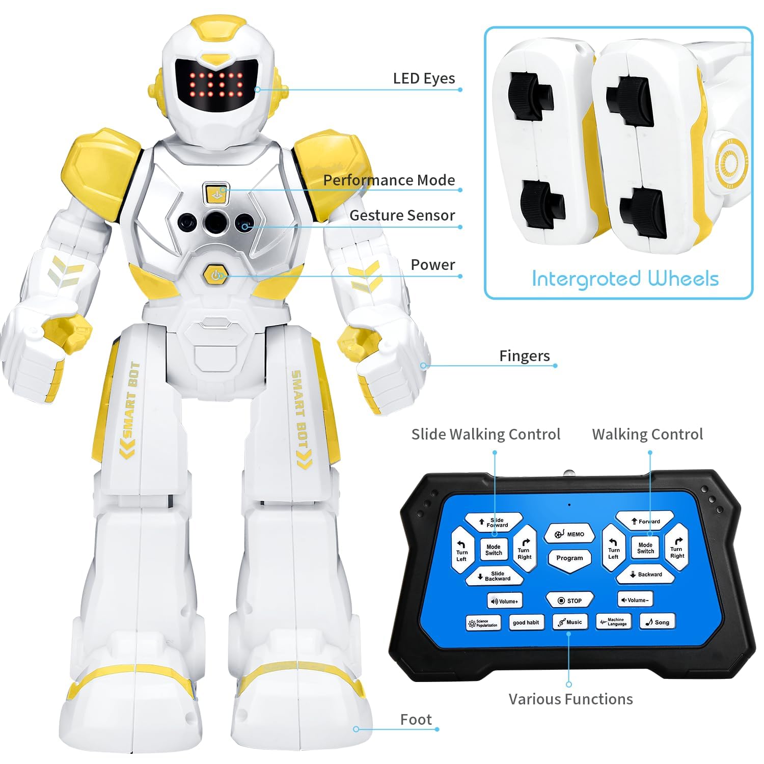 KingsDragon Robots Toy for Kids, RC Gesture Sensing Toy, Interactive Walking Singing Dancing Robot Birthday Presents for Boys Girls Age 6 7 8 9 Years Old