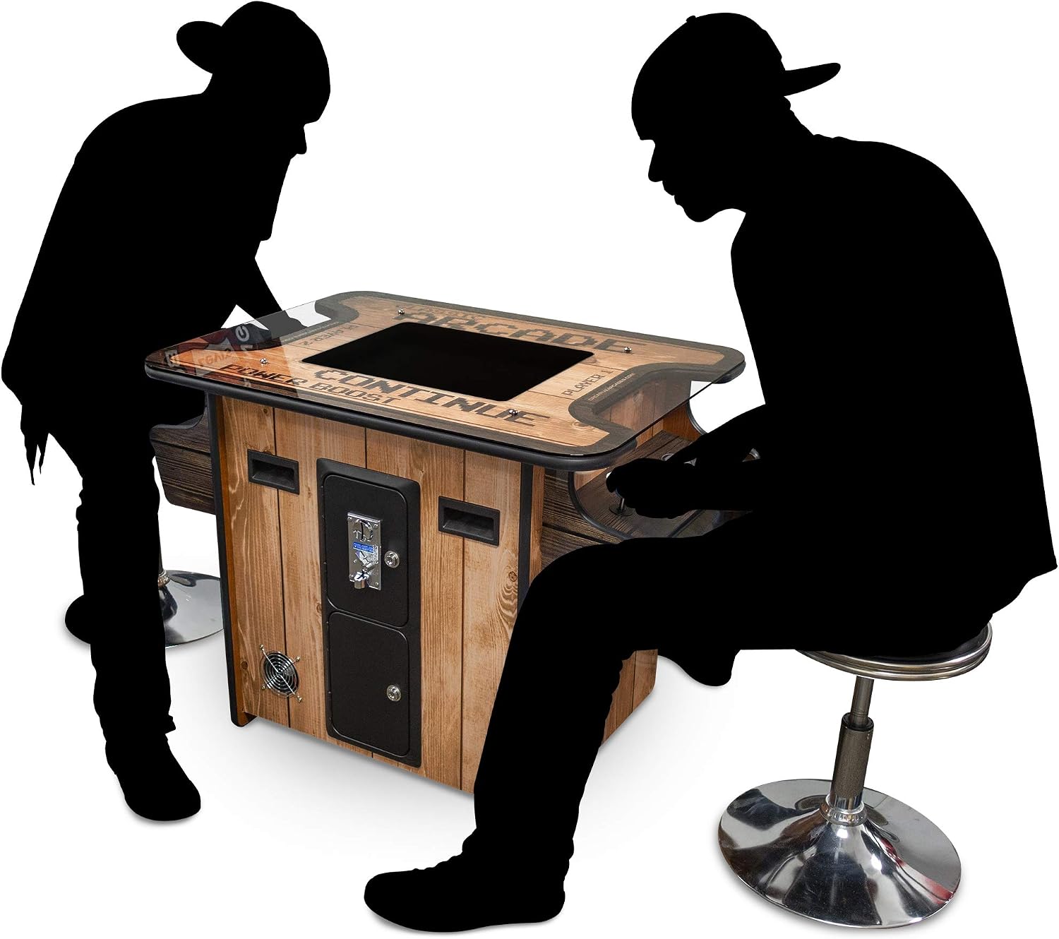 Creative Arcades Full Size Commercial Grade Cocktail Arcade Machine | 2 Player | 412 Games | 19" LCD Screen | Square Glass Top | LED Lights | 2 Sanwa Joysticks | 2 Stools | 3 Year Warranty Parts only