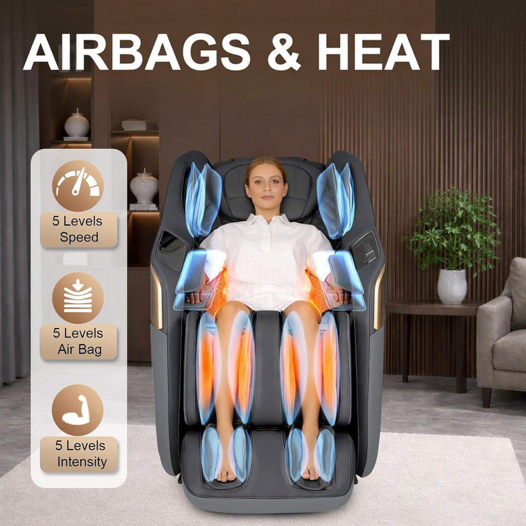 4D Massage Chair Full Body, 20 Modes Zero Gravity Massage Chair with 53.15 Inches SL Track, Foot Massage, Neck and Shoulder Massage, Shiatsu, Bluetooth Speaker, Home, Navy Blue