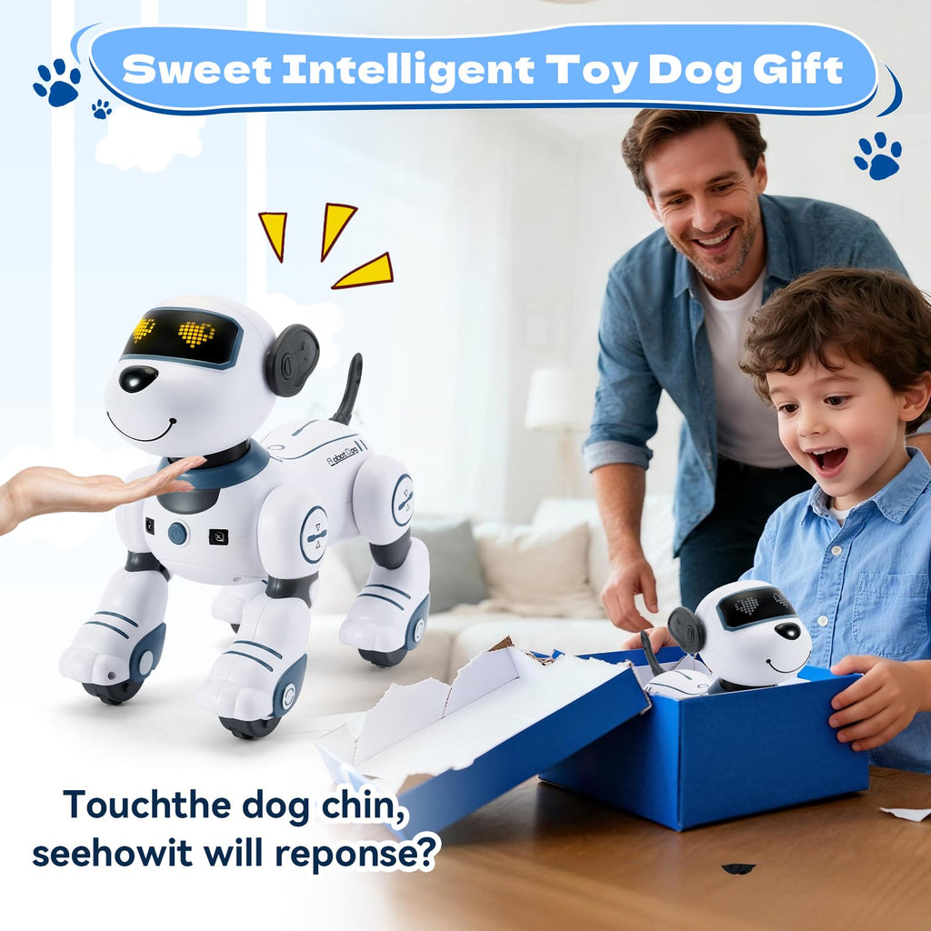 Robot Dog for Kids Robot Dog Remote Control Toy Interactive Robot Pet Robotics Toys Intelligent Robo Dog Programmable Sing & Dance Design Birthday Gifts Kids Age 3 5 4-6 Year, Blue