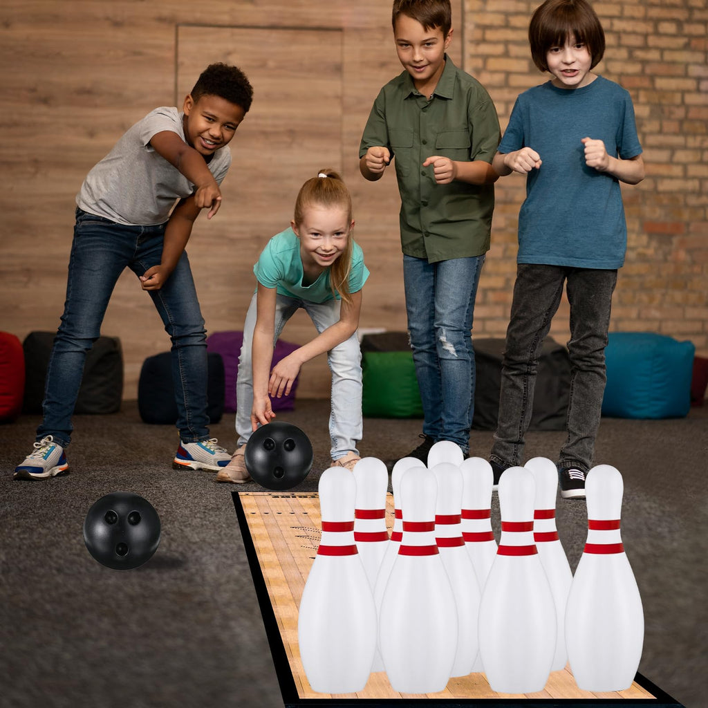 Mini Bowling Set Indoor Outdoor Indoor Bowling Set with Guide Arrow Mat Gold and Silver Medal Backpack Dispensing Suitable for Family Friends Family Party Entertainment