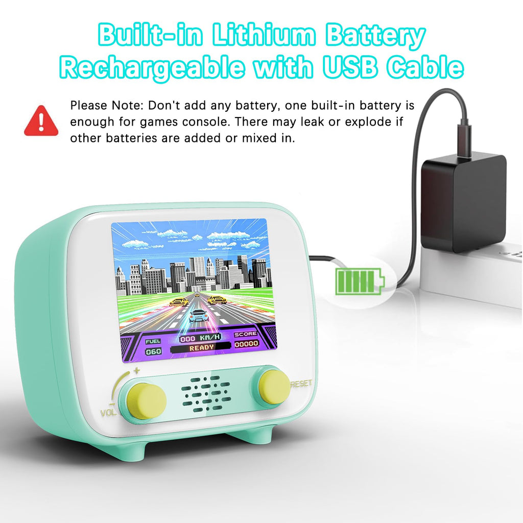 Mini Arcade Machine, Retro Gaming Console, Handheld Game Console with 156 Classic 16-Bit Video Games, 2.8 Inch Color Display, Rechargeable Battery, Support for TV Output, Birthday Present for Children
