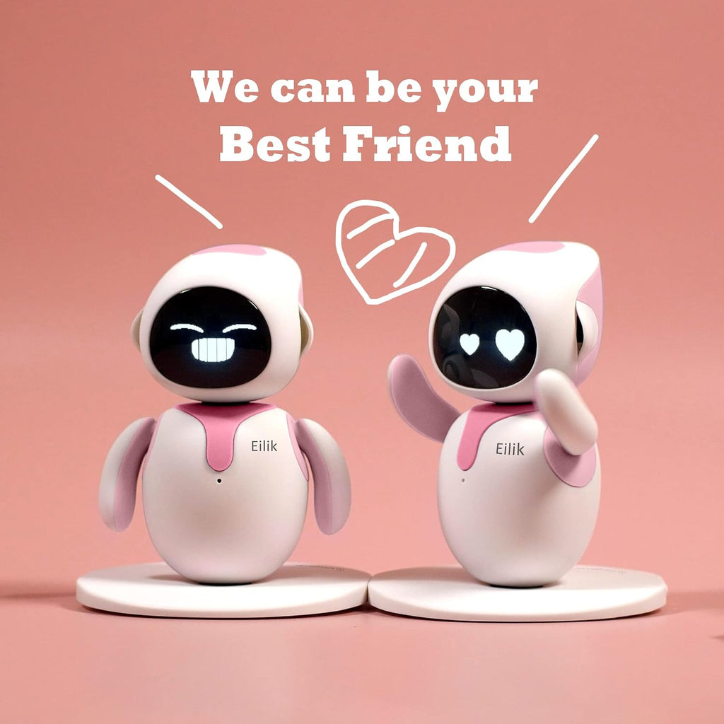 ENERGIZE LAB Eilik Pink - Touch Interactive Toys, Cute Robot Pets with Abundant Emotions. Idle Animations&Mini-Games, Unique Gift for Girls & Boys. Support Update.
