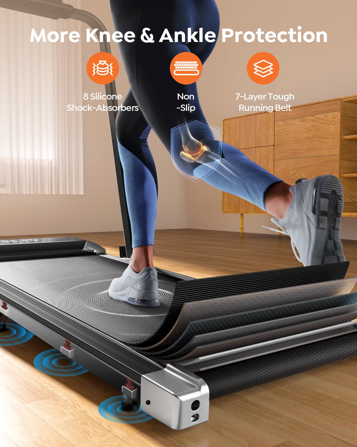 Acezoe Walking Pad Treadmill with Incline, 2 in 1 Foldable Treadmills for Home Small Office, 300lbs Portable Compact Under Desk Treadmill with App, Remote Control and LED Display