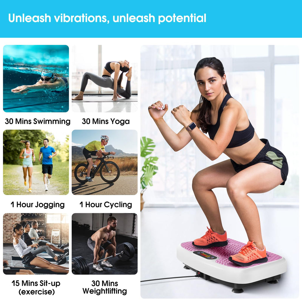 SoftGym Waver Vibration Plate Exercise Machine for Lymphatic Drainage Weight Loss,120 Speed Levels Vibrating Platform with Resistance Bands,Full-Body Workout Equipment for Muscle Toning