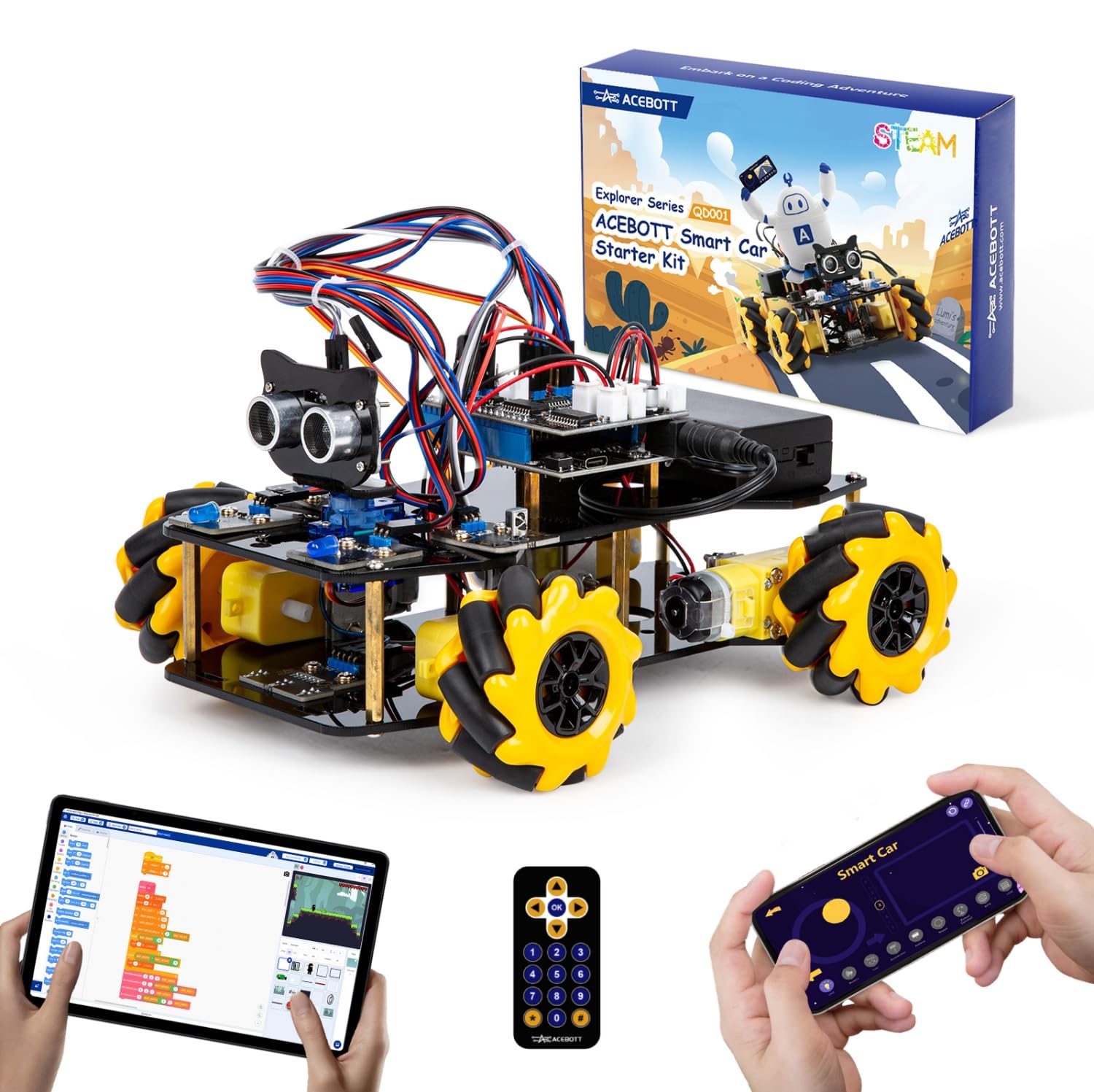 Robotics Kit for Kids Ages 8–12 12-16, ACEBOTT Smart Robot Car Kit with 3MP Camera, STEM Toys for Boys Compatible with Arduino & Scratch,App & Remote Control,STEM Gift for Boys, Girls,Teens and Adults