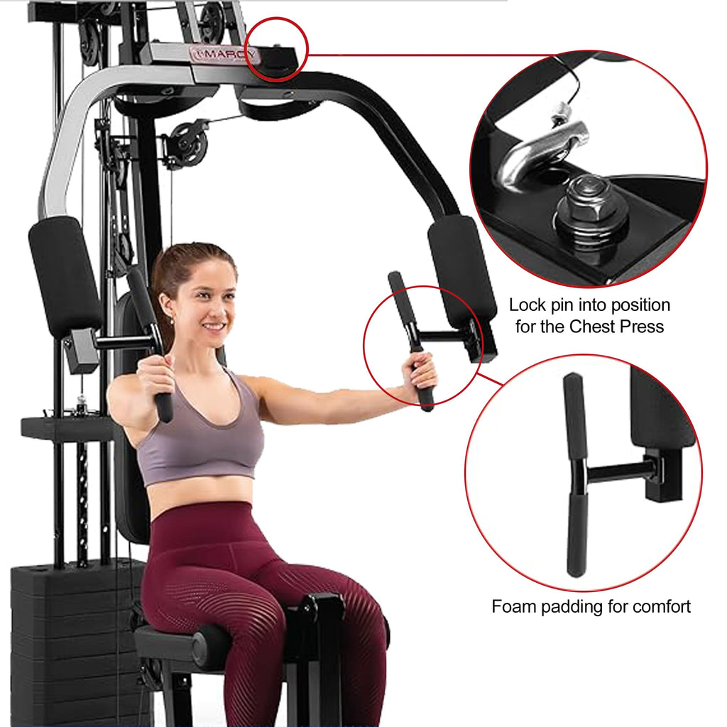 Marcy Multifunctional Workout Station 100lbs to 200lbs Stack Home Gym for Weightlifting and Bodybuilding