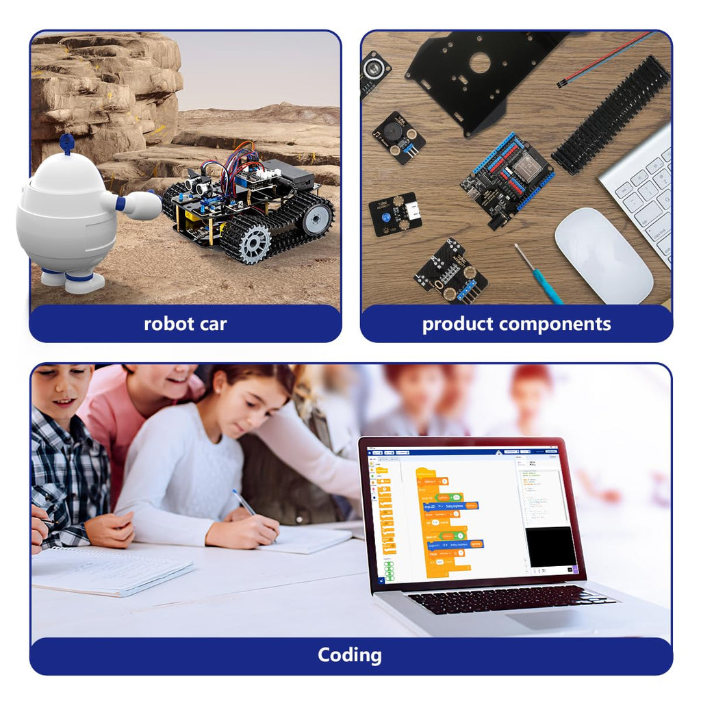 4-in-1 ESP32 Smart Camera Solar Robot Car, 4WD Remote Control Car Robotics Kit for 8-12 12-16+ Kids Teens, Electronics Programming STEM Toy Science Coding Kit Compatible with Arduino/Scratch/Phython