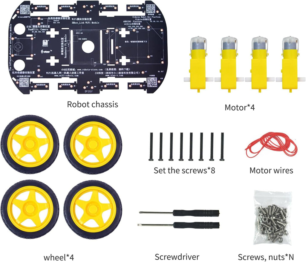 4WD Smart Robot Car Chassis Kit for Arduino Raspberry Pi DIY Programmable TT Motor, Robotics Educational Kit for Teens Adults Hobbyists Robot Chassis