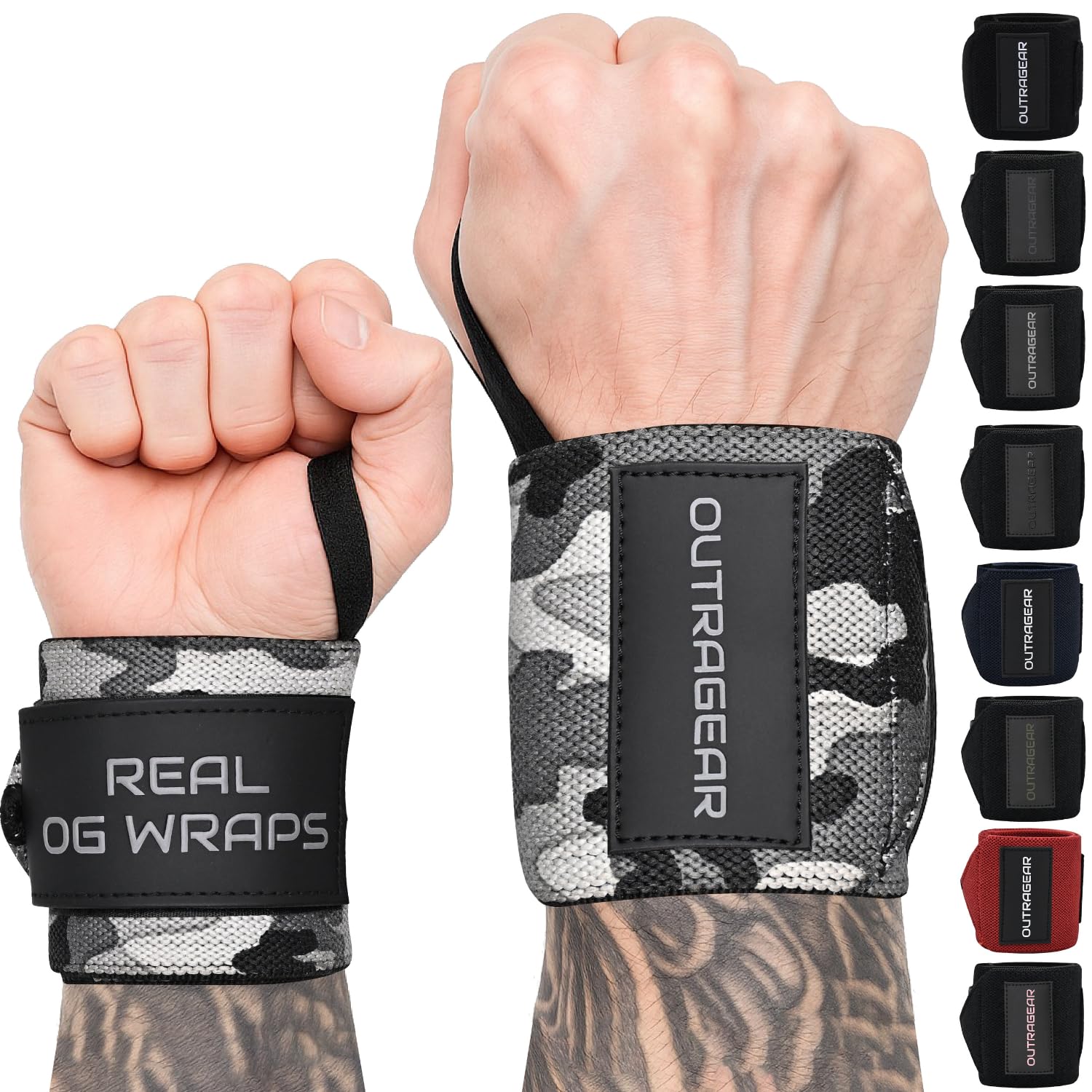 18" OG-Grade Wrist Wraps for Weightlifting – Heavy Duty Wrist Support with Thumb Loop & Lockdown Strap – Wrist Straps for Powerlifting, Bench Press & Gym Training