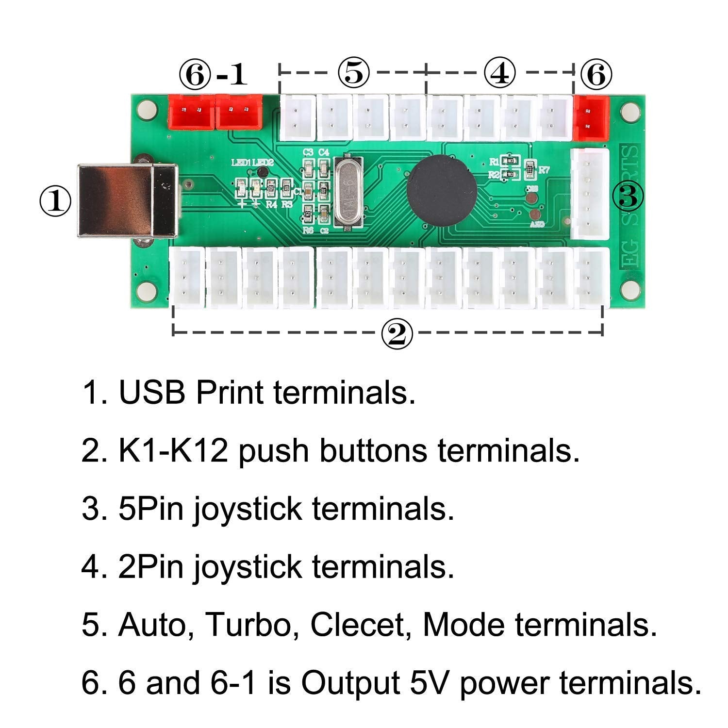 EG STARTS Arcade Buttons 1 Player DIY Kit Joystick 5V LED Arcade Button for Arcade Stick PC Games Mame Raspberry pi