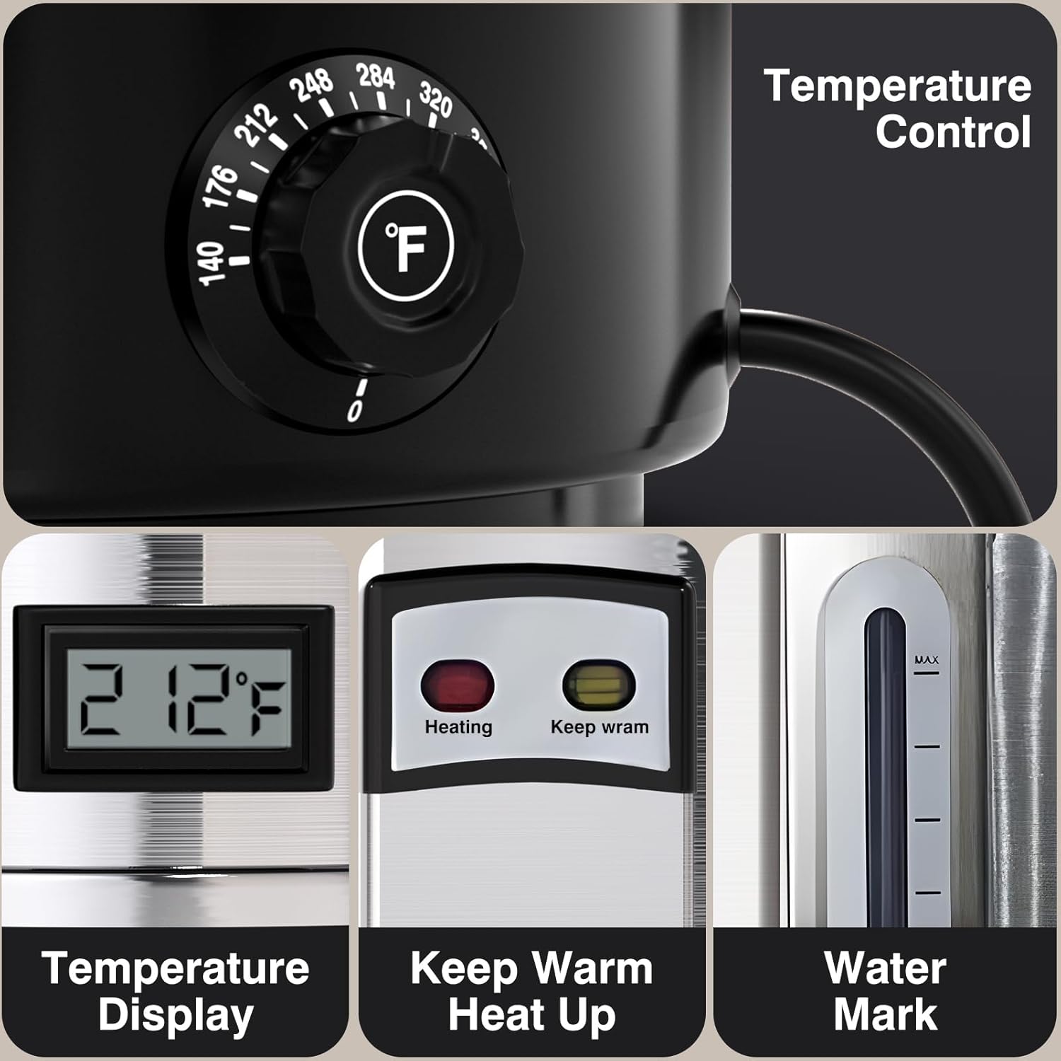 Commercial Coffee Urn, 110-Cup 16L Fast Brew Stainless Steel Hot Beverage Dispenser with Thermometer-Electric Hot Water Urn for Wedding, Party, Catering Events with Easy Cleaning(Double Wall)