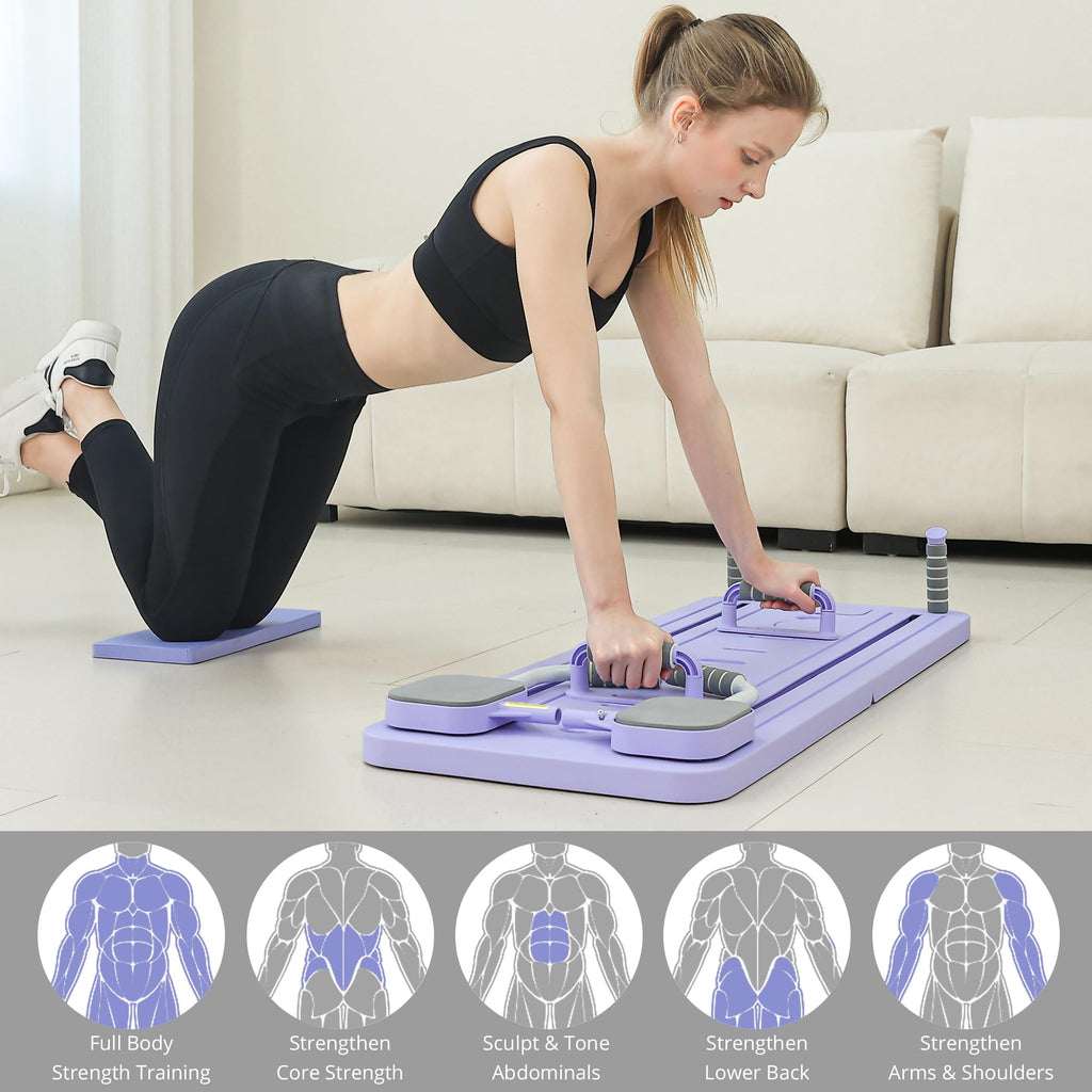 JANUA Pilates Board - Pilates Reformer Set, Multi-Purpose Foldable Pilates Reformer Board for Home, 5 in 1 Pilates Sliding Board
