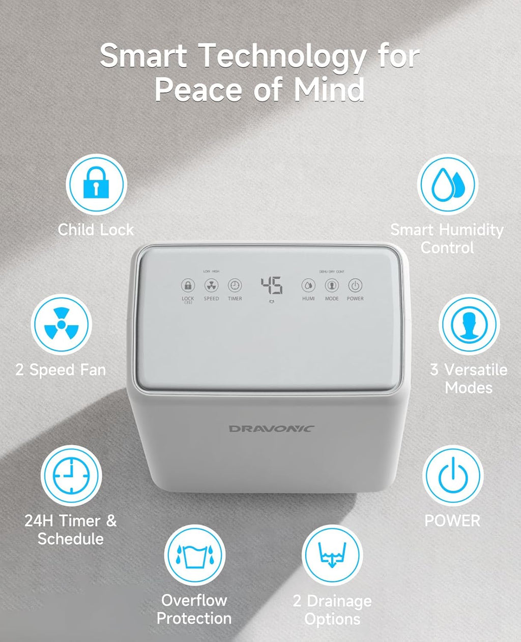30 Pints Dehumidifier for Basement, 2000 Sq. Ft Dehumidifiers for Home with Drain Hose, Quiet Smart Humidity Control for Bedroom Bathroom with Auto Shut Off, 24H Timer
