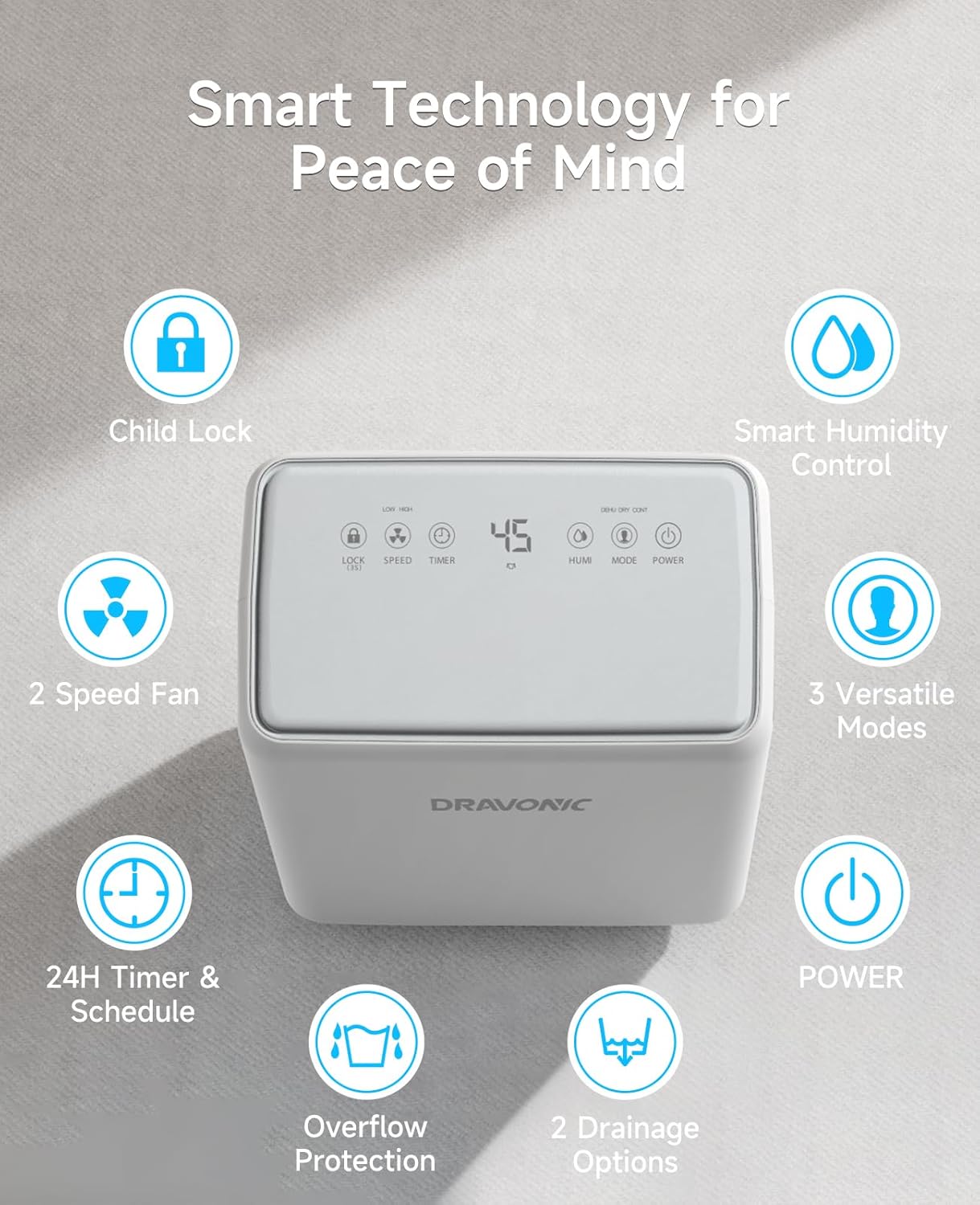 30 Pints Dehumidifier for Basement, 2000 Sq. Ft Dehumidifiers for Home with Drain Hose, Quiet Smart Humidity Control for Bedroom Bathroom with Auto Shut Off, 24H Timer