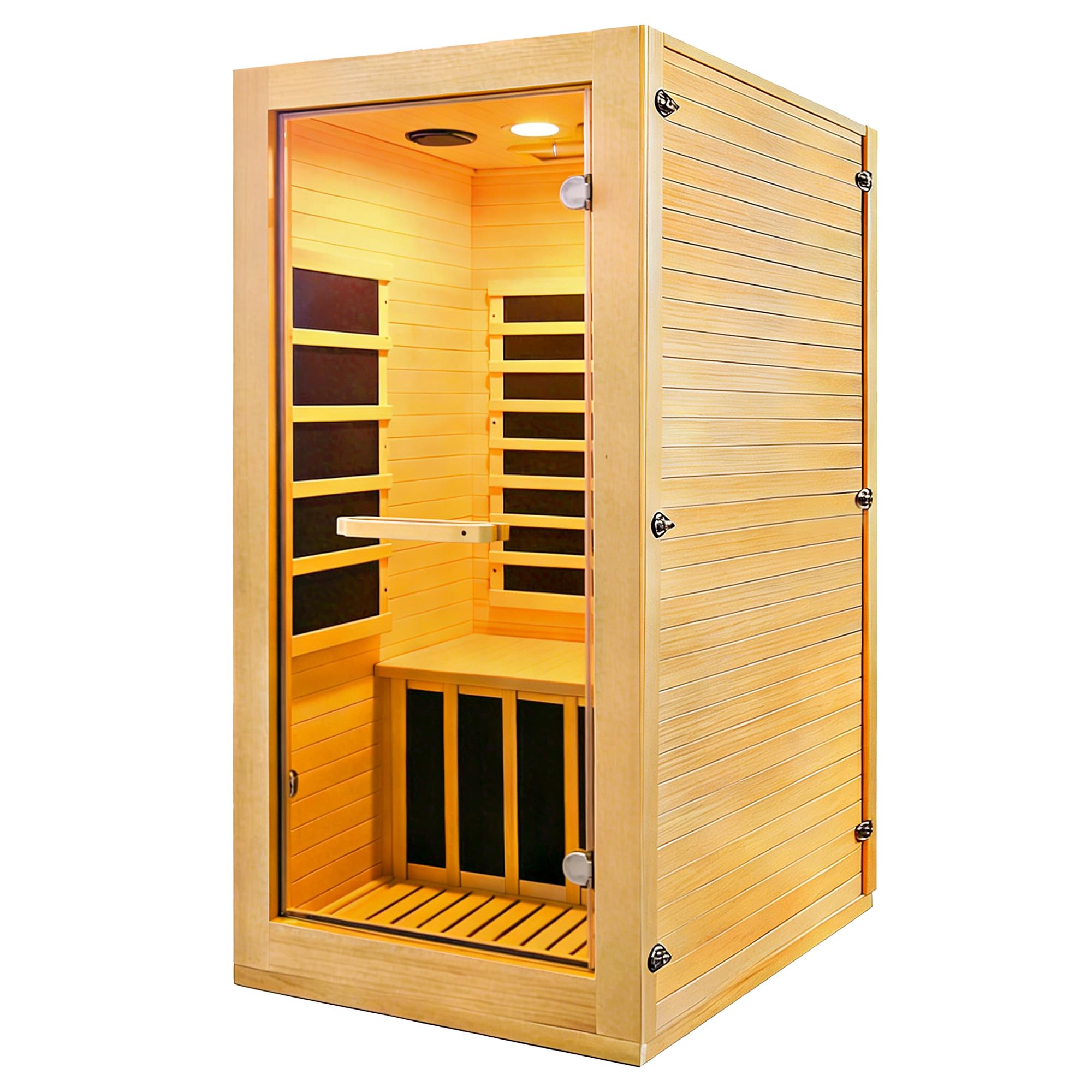 2 Person Infrared Sauna Far Infrared Sauna Room for Home Indoor 2000W Low-EMF Wood Dry Sauna with Full Starry Sky Lights Ceiling in 7 Color Speaker Fast Heating Easy Assembly- 47.3*41.3*74.8 IN