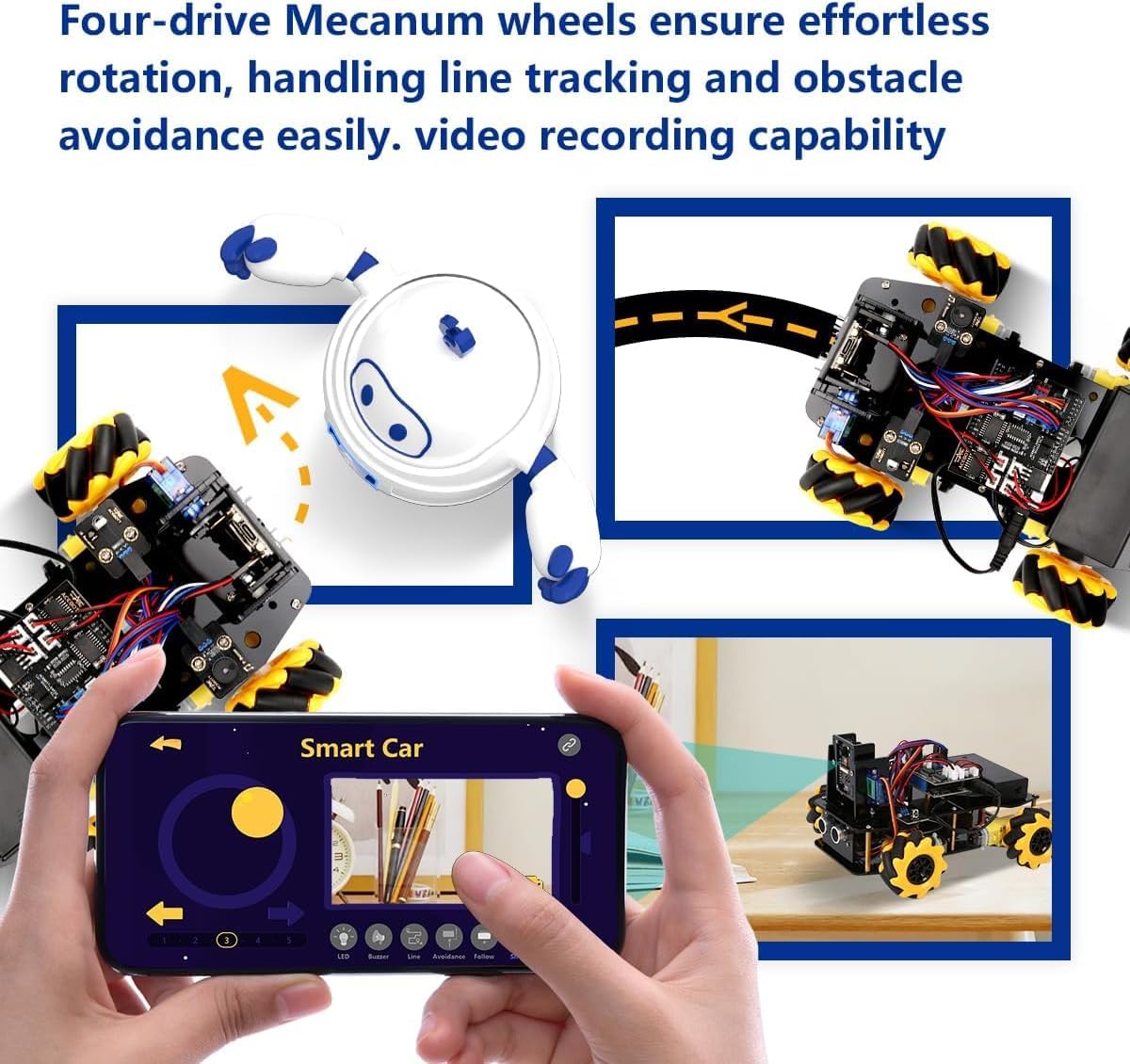 ACEBOTT Robot Arm Expansion Pack Smart Car Starter Kit, Robotics Kit for Kids Ages 8-12 12-16, STEM Toys Coding Robot Kit for Teens & Adults(QD007)