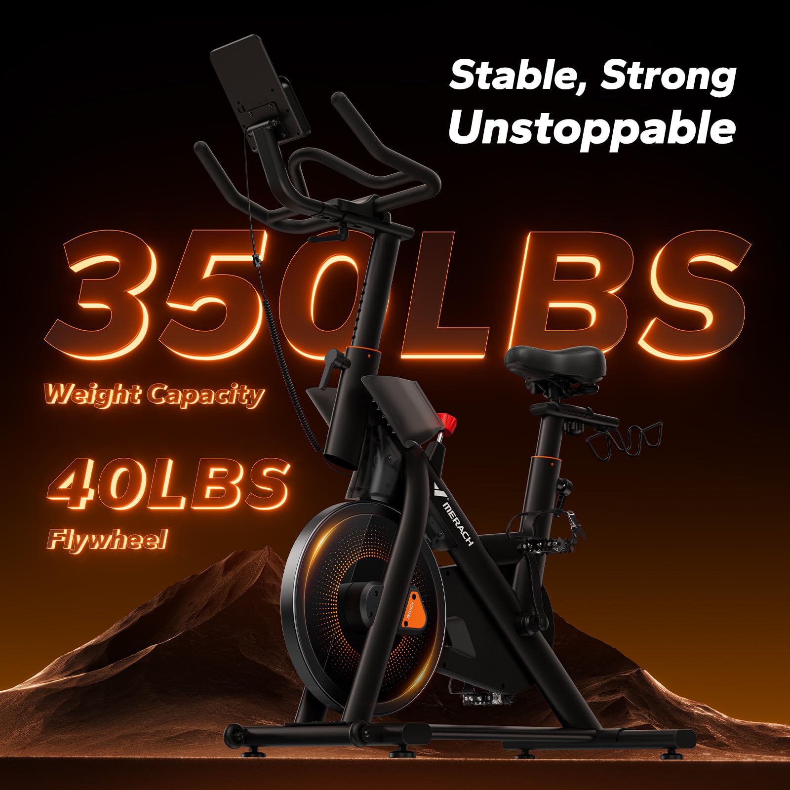 Merach Magnetic Exercise Bike, Heavy Duty Stationary Bike with Automated Resistance, 300 350 Lbs Weight Capacity, Low Noise Indoor Workout Bike for Home Gym with Self-Developed App