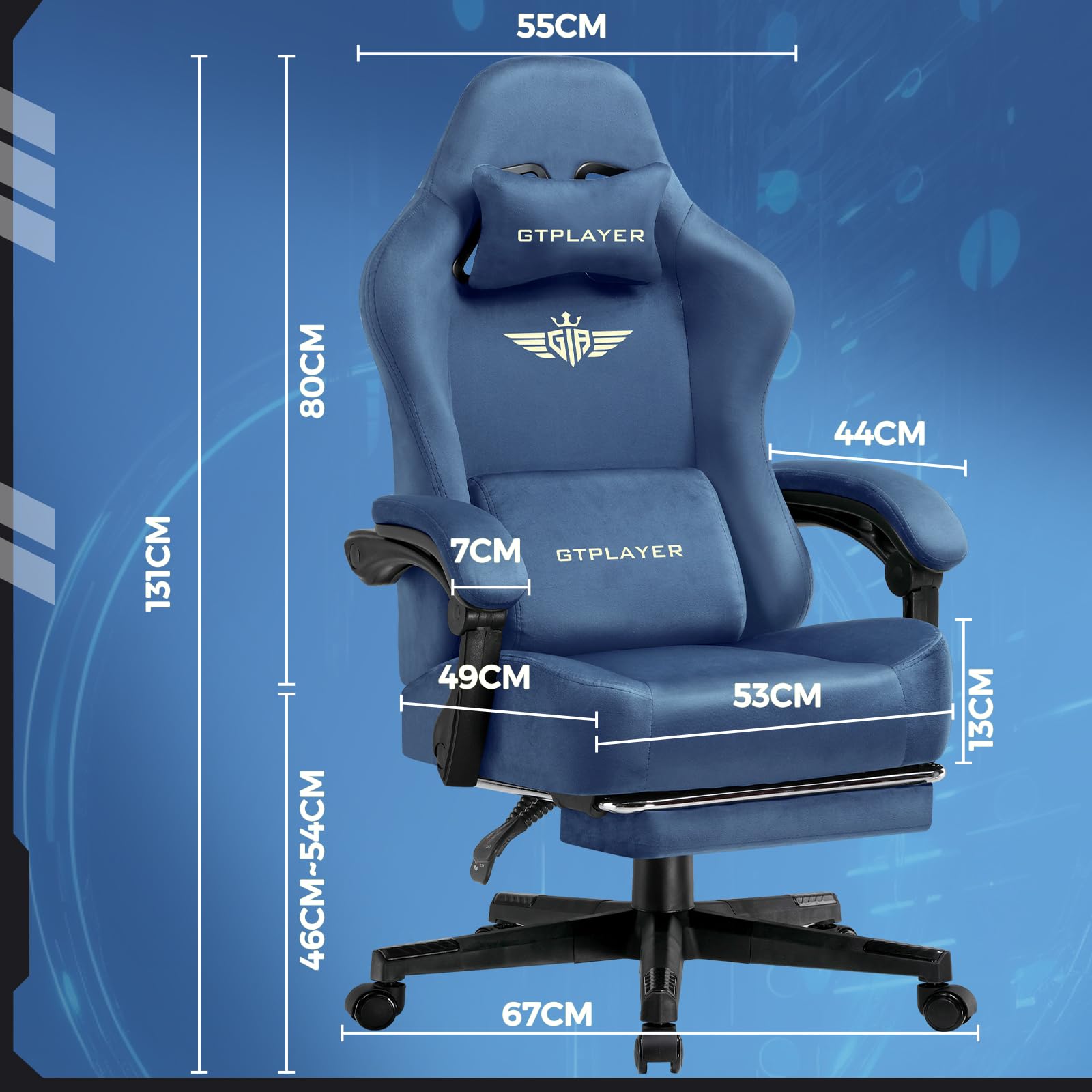 GTPLAYER Gaming Chair with Pocket Spring Cushion, Big and Tall Gamings Chairs 350LBS High Back Computer Chair with Footrest for Adults Lumbar Support Swivel Game Chair for Office,Leather Black-Massage