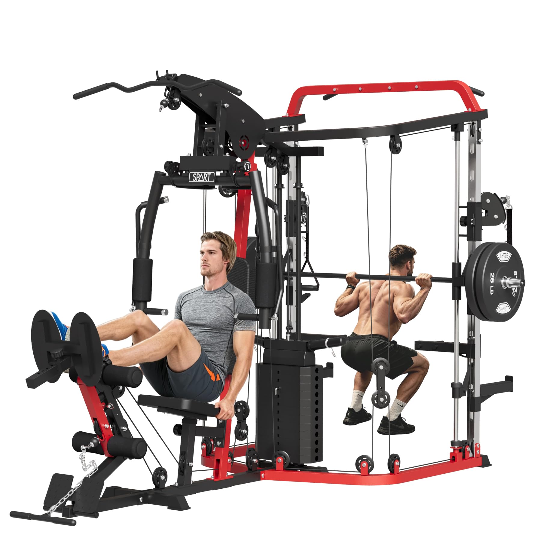 SPART All-in-One Home Gym Workout Station,Smithe Machine Home Gym Power Cage,Professional Functional Trainer for Couples & Family Strength Training,Leg Press, LAT Station for Full Body Training