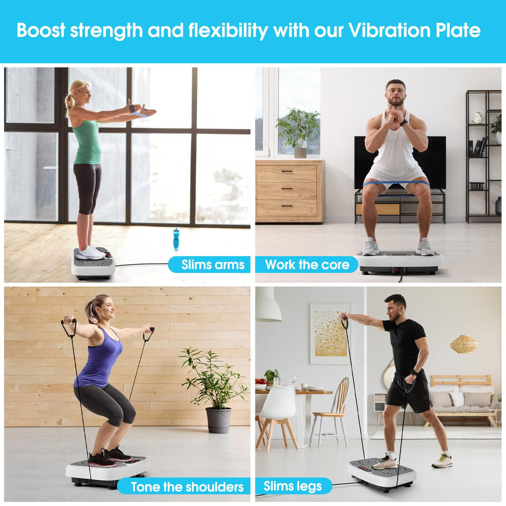 SoftGym Waver Vibration Plate Exercise Machine for Lymphatic Drainage Weight Loss,120 Speed Levels Vibrating Platform with Resistance Bands,Full-Body Workout Equipment for Muscle Toning