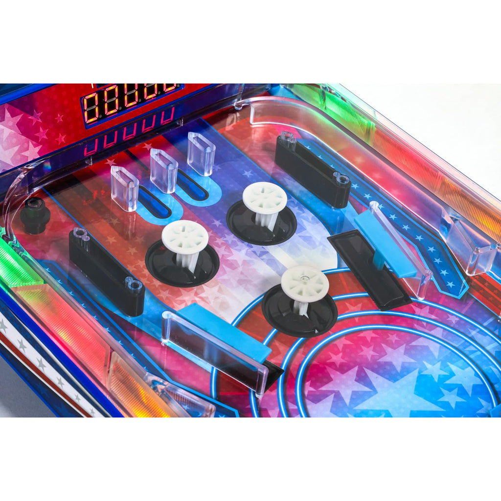 Merchant Ambassador Retro Arcade Electronic: Pinball - Tabletop Game, Vibrating Bumpers, LED Lights, Sound Effects, 1 Player, Ages 6+