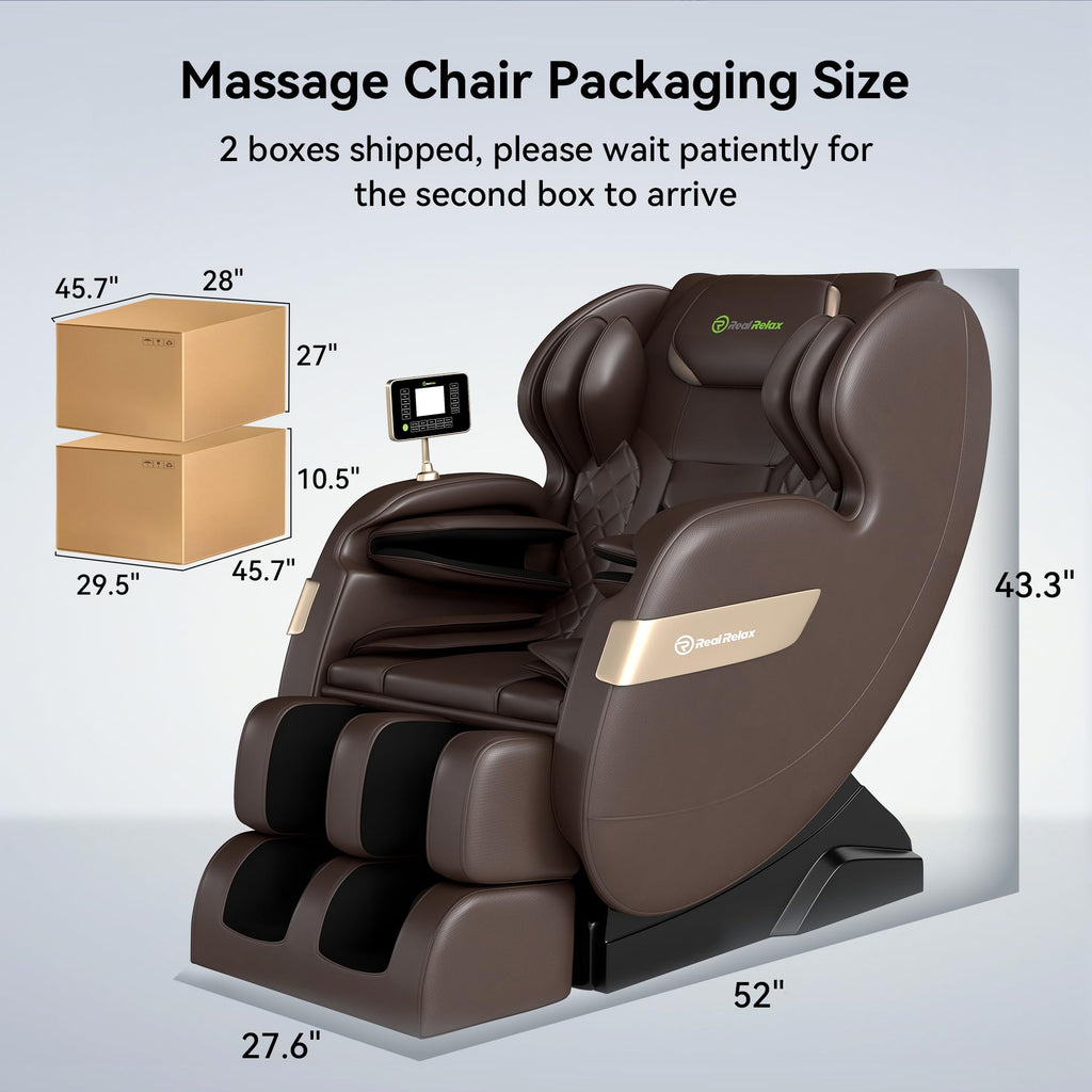 Real Relax Massage Chair Full Body of Dual Core S Track,Zero Gravity Realiner with App Control,Bluetooth,Foot Roller,Home or Office Use,Black and Gold