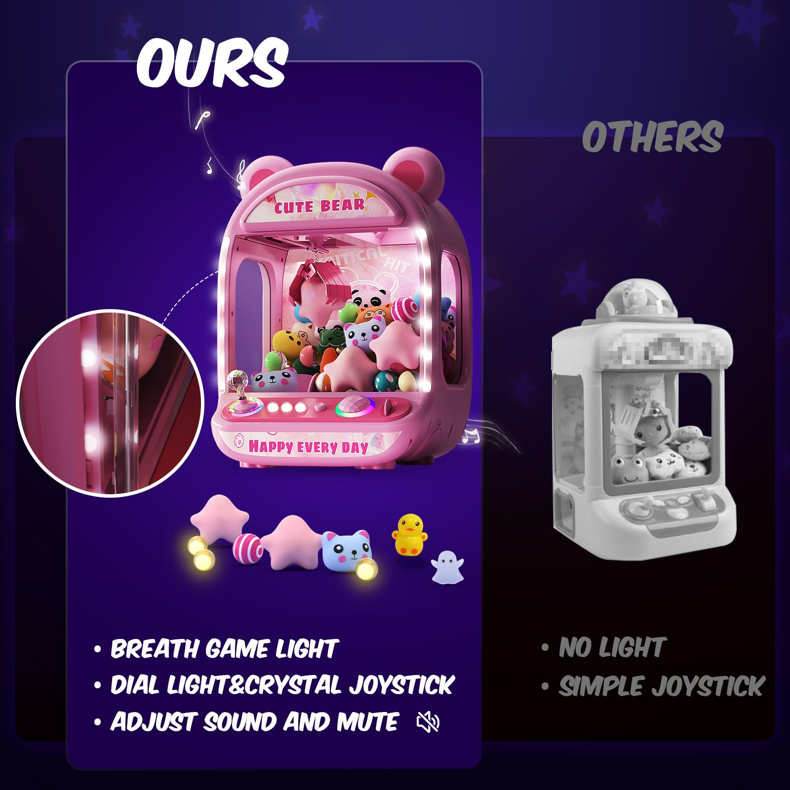 Skirfy Claws Machines for Kids,Unicorns Toys for Girls Age 6+,Mini Vending Machines with Squishyes Fidgets Toys,Candy Dispenser Machines,Claws Game, New Years Birthday Gifts