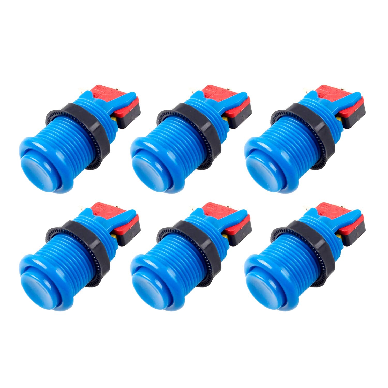 EG STARTS 6X American Style Standard Arcade Buttons Switchable Happ Type 30mm Push Button 3/16" Terminal for Jamma Mame Kit Parts (Each Color of 1)