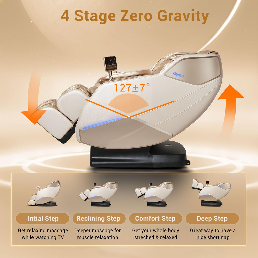 MYNTA Massage Chair Full Body with Heat, Zero Gravity SL-Track Shiatsu 3D Massage Chairs with 12 Modes,12 Massage Techniques, Waist Hip Heating, Calf Foot Massage, HD Bluetooth Speaker & White Noise