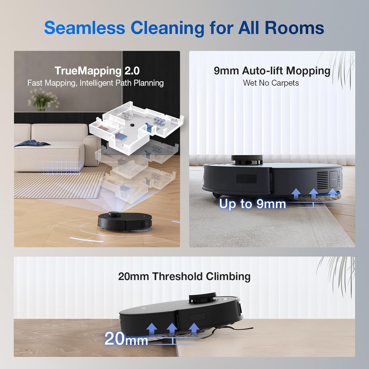 ECOVACS DEEBOT T30S AI Robot Vacuum and Mop, 11000Pa, TruEdge Adaptive Edge Mopping, ZeroTangle Technology, AI Obstacle Avoidance and Instant Re-Mop, Hot Water Washing, Self-Emptying & Refilling