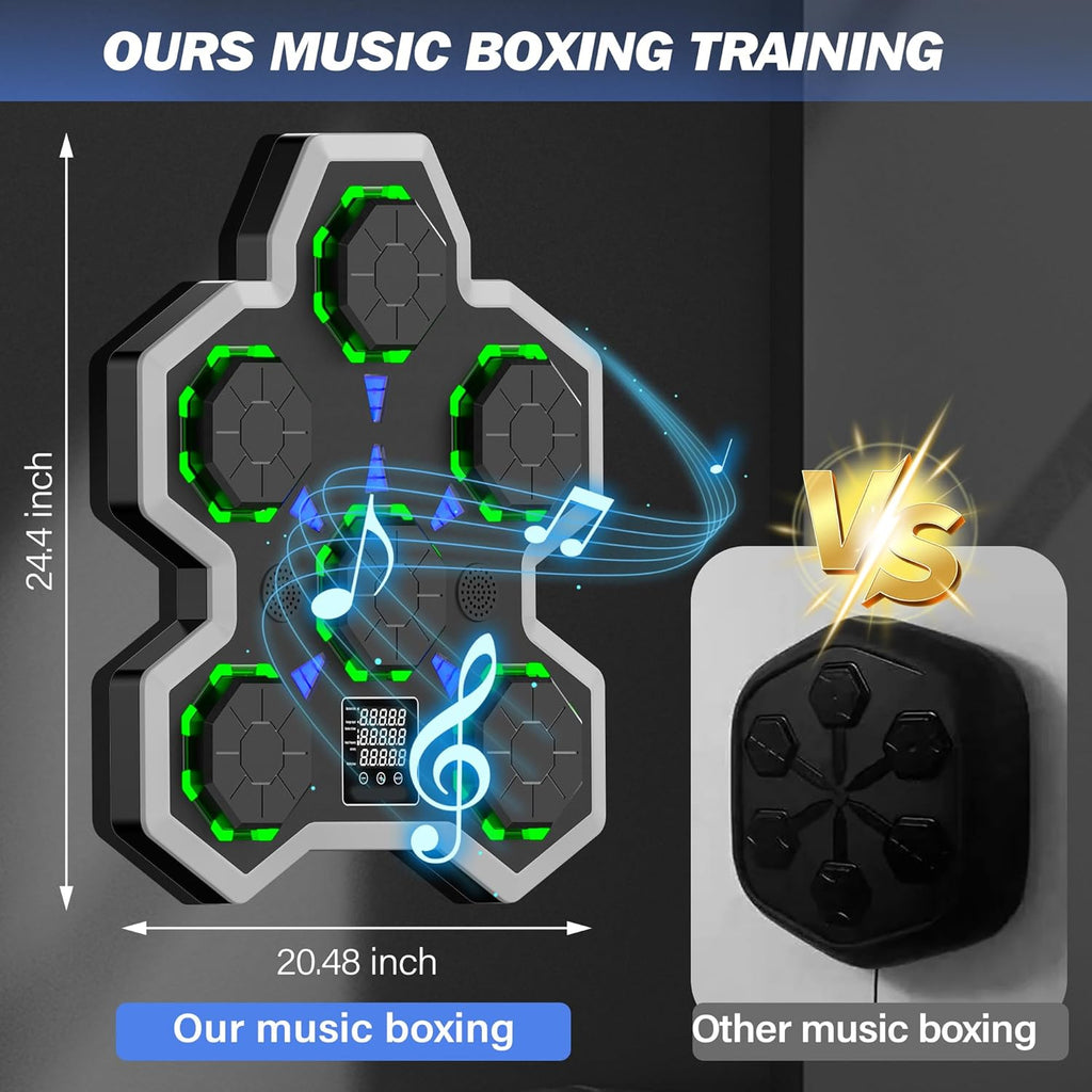 Large Soft PU Surface Music Boxing Machine for Adults & Kids - Bluetooth, Self-Adjusting Speed, Real-Time Force LED Display, Max/Average Power Tracking, Ideal Gift for Kids Adults Home Gym Equipment