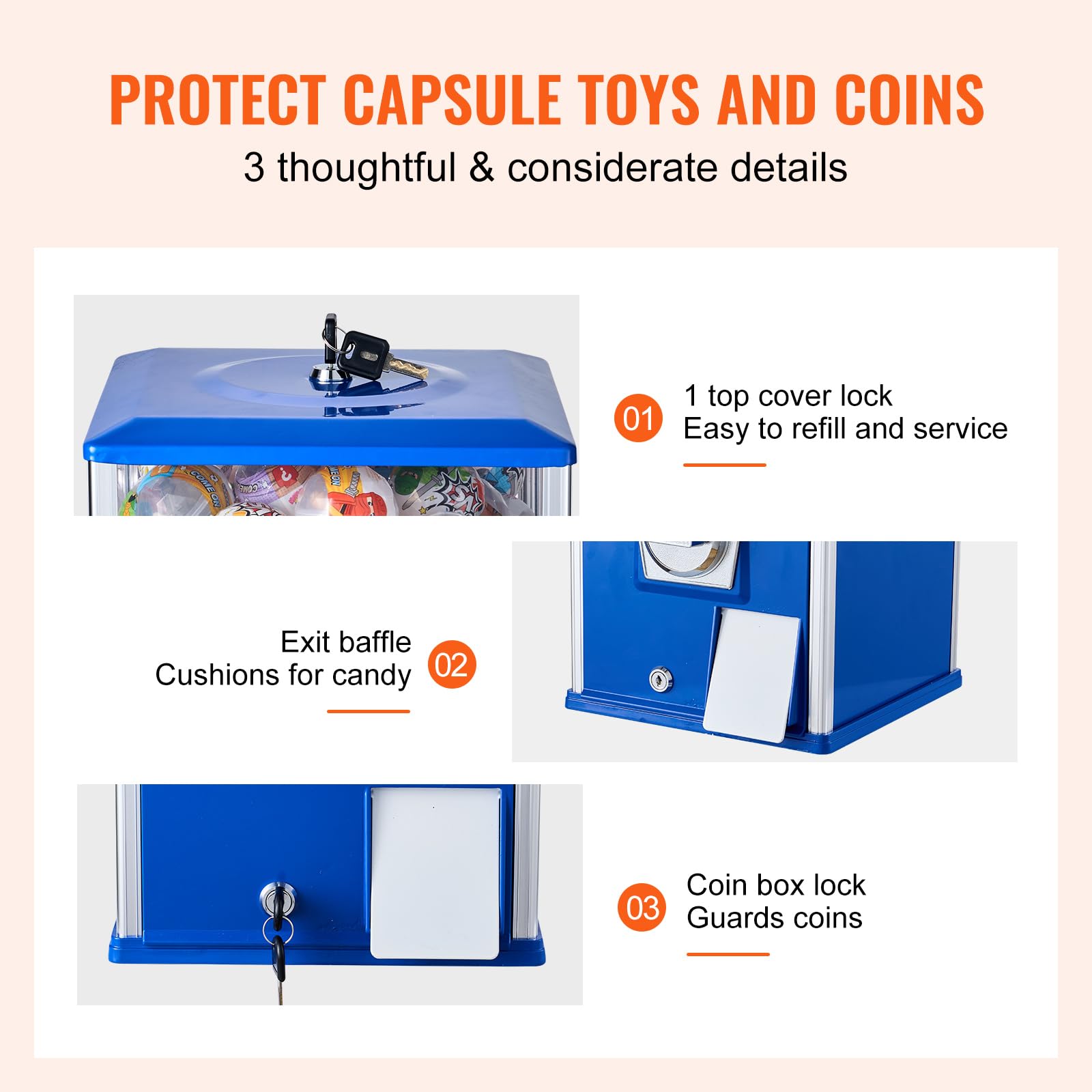 VEVOR Vending Machine, Classic Gumball Bank, Huge Load Capacity Candy Gumball Machine, Mini Vending Machines, Gumball Dispenser Machine for Kids, Perfect for
