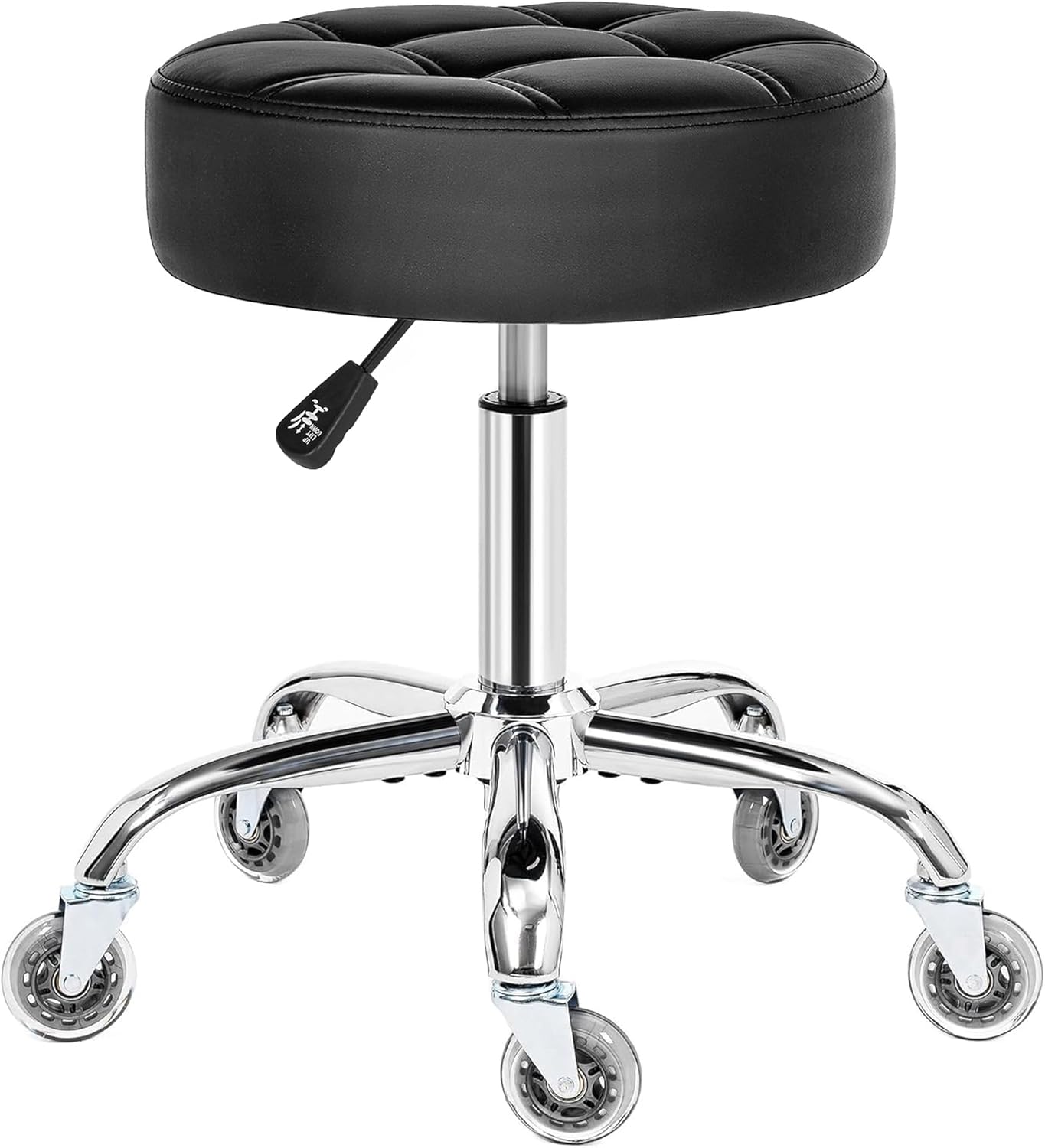BEWISHOME Rolling Stool with Wheels, Adjustable Stool Heavy Duty 450lb, 360° Swive Rolling Chair for Massage Spa Medical Tattoo, PU Thick Seat Padding Salon Chair(Black) BYD01B
