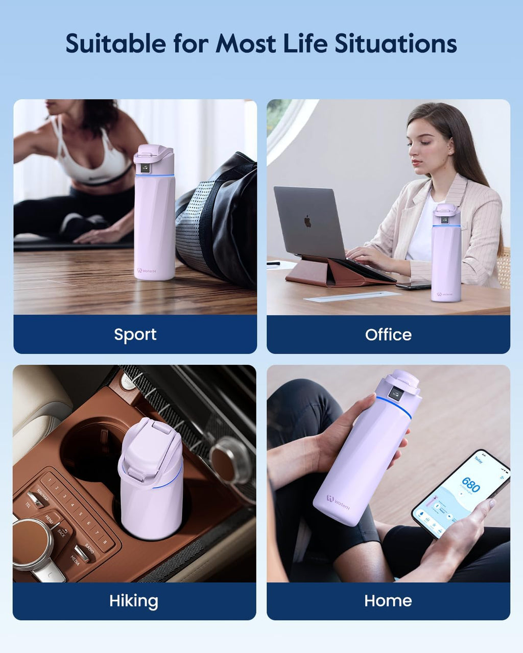 BOOST Smart Water Bottle that Reminds You to Drink, 24oz BPA-Free Stainless Steel Vacuum Insulated, Wide Mouth Water Tracker Bottle with APP for School, Gym, Office, Ideal for Father's Day