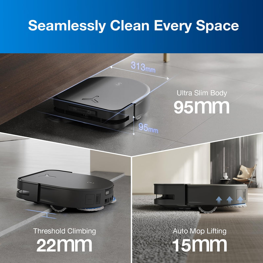 ECOVACS DEEBOT T30S AI Care Robot Vacuum and Mop, 11000Pa, TruEdge Adaptive Edge Mopping, ZeroTangle, AI Instant Re-mop, Hot Water Mop Washing, Self-Emptying & Refilling, Obstacle Avoidance