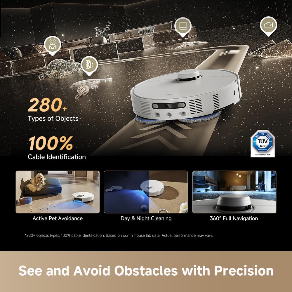 DREAME Matrix10 Ultra Robot Vacuum and Mop, Multi-Mop Switching, 3.14inch Obstacle Clearing, 30,000Pa Suction, Self Empty&Refill, Self-Cleaning, 100% Detangling, 240+ Obstacle Avoidance, Voice Control