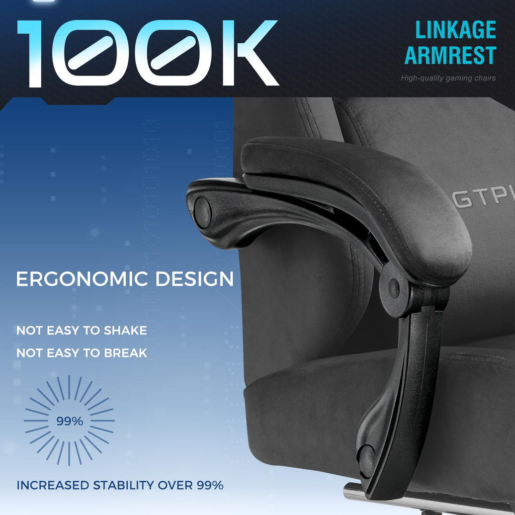 GTPLAYER Gaming Chair with Pocket Spring Cushion, Big and Tall Gamings Chairs 350LBS High Back Computer Chair with Footrest for Adults Lumbar Support Swivel Game Chair for Office,Leather Black-Massage