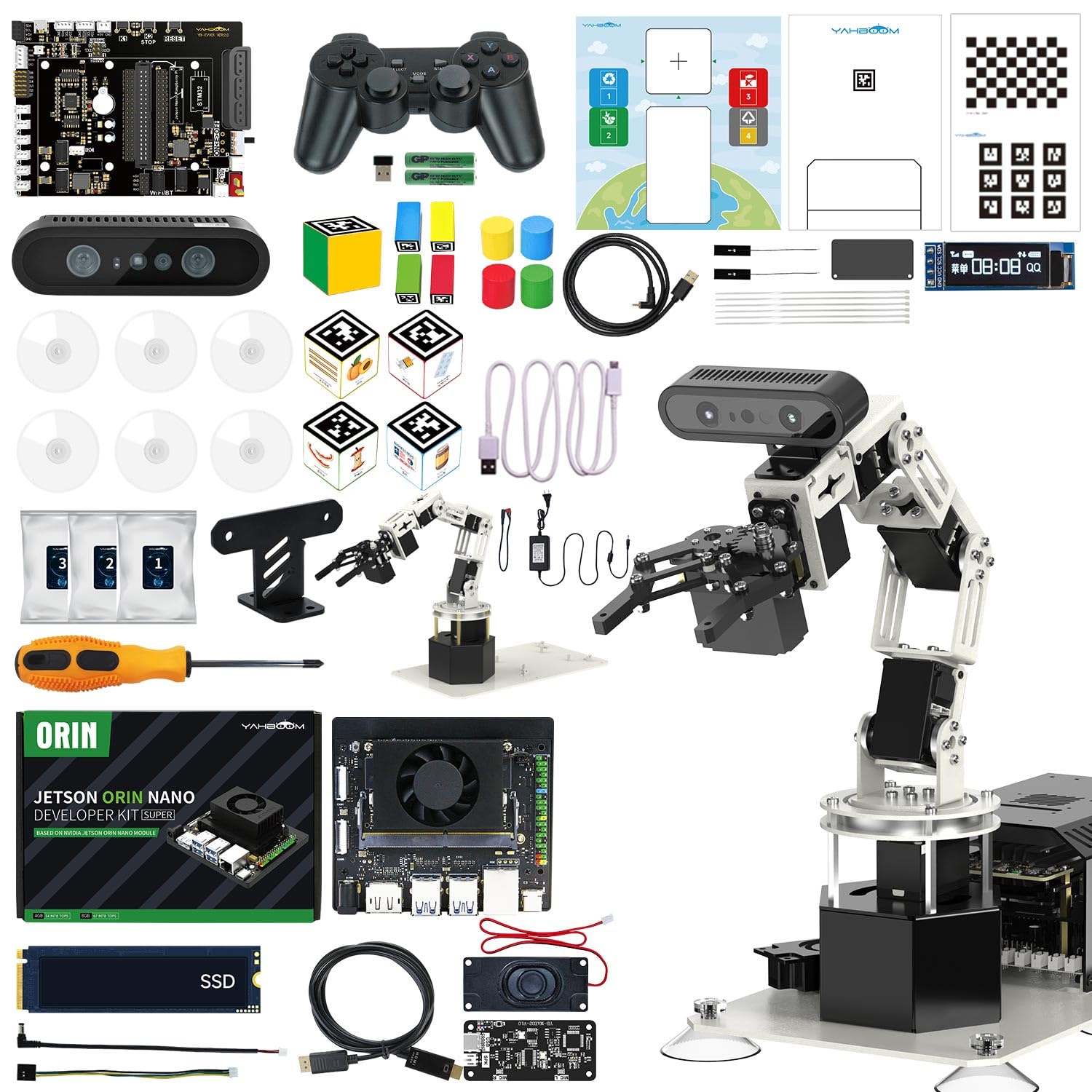 Yahboom ROS2 Robot Car Ackerman Steering Chassis,AI Visual Recognition Embodied Intelligence AI for Jetson Nano B01 4GB,AI Voice Interaction(Superior Ver with Nano-4GB)