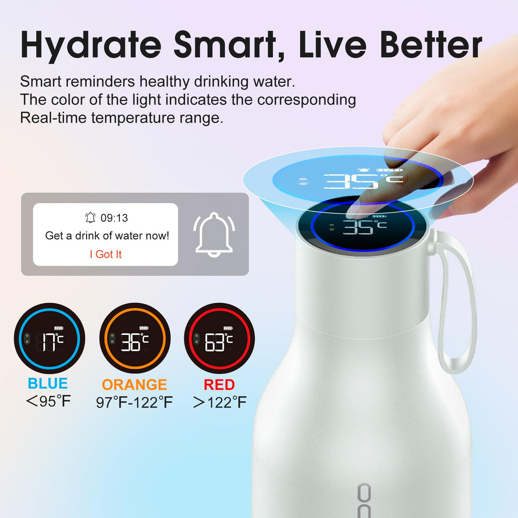 VSITOO 33oz Smart Self-Cleaning Water Bottle，Large Insulated Stainless Steel Bottle with AI Self-Clean, 30-Day Battery & Magnetic Charging for Outdoor Travel, Gym or Office, Pink