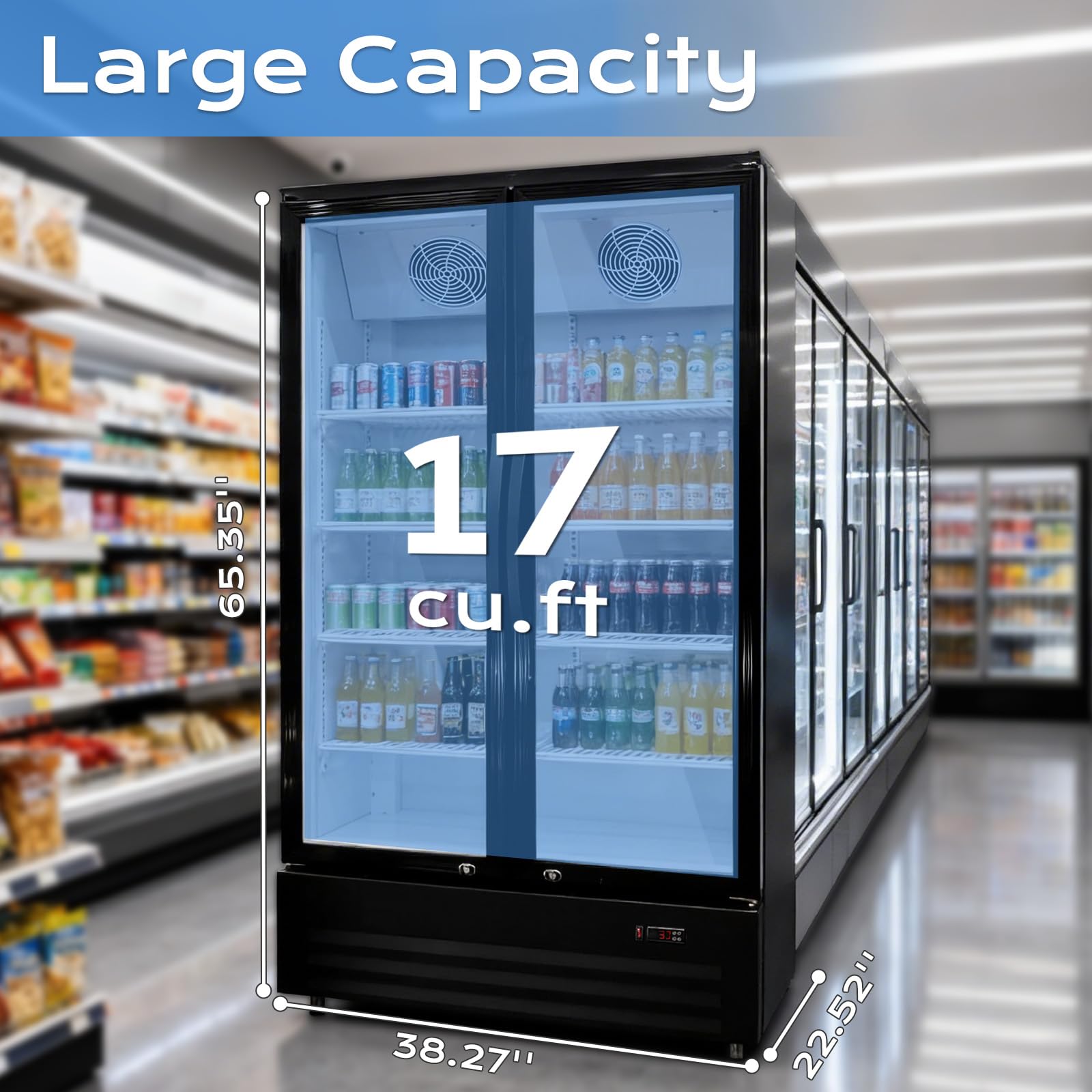 ROVSUN 8 Cu.Ft Commercial Refrigerator Display Refrigerator ETL NSF Certified, Slim Commercial Beverage Cooler Glass Door Merchandiser Drink Fridge w/Adjustable Shelves LED Light for Bar Restaurant