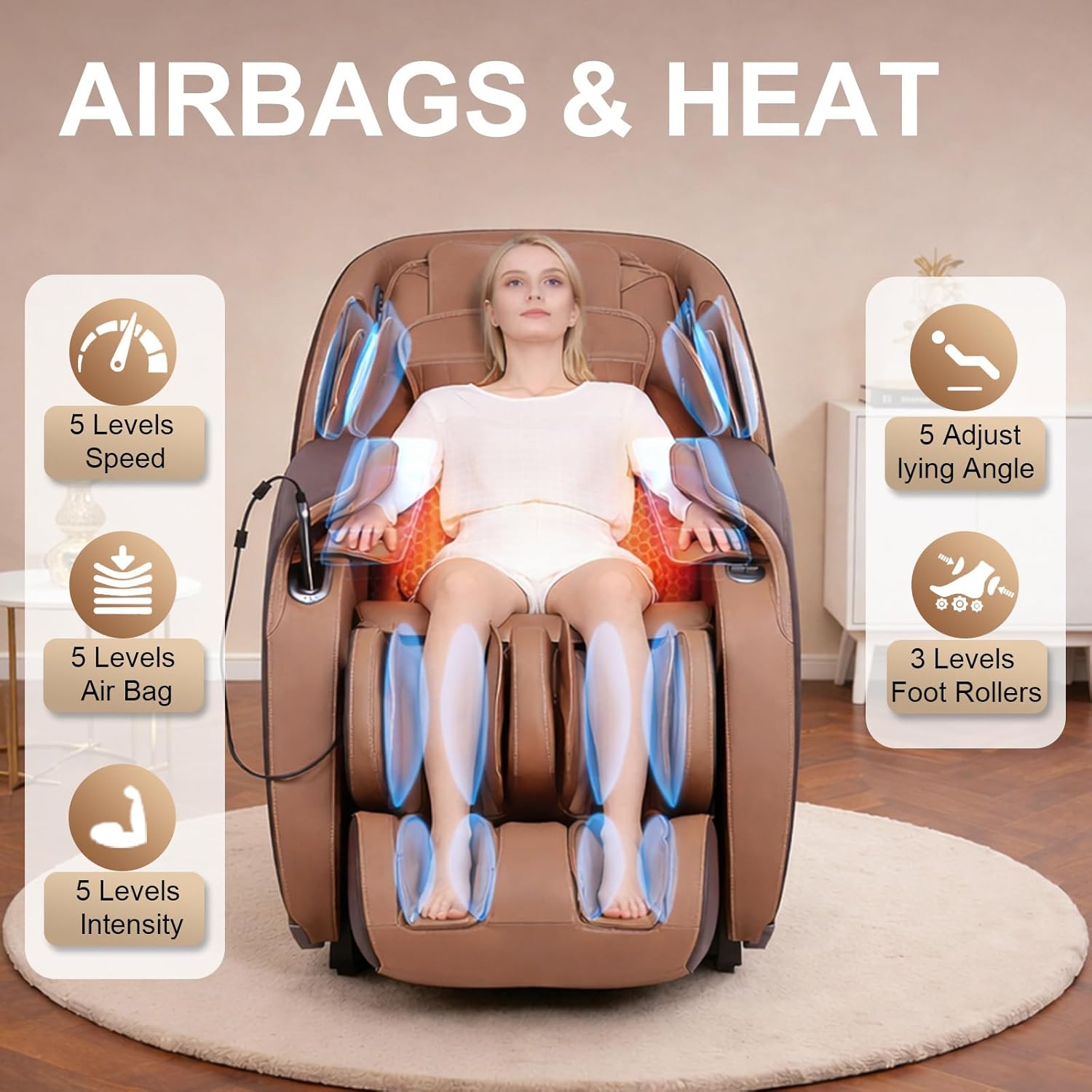 4D Massage Chair Full Body, 20 Modes Zero Gravity Massage Chair with 53.15 Inches SL Track, Foot Massage, Neck and Shoulder Massage, Shiatsu, Bluetooth Speaker, Home, Navy Blue