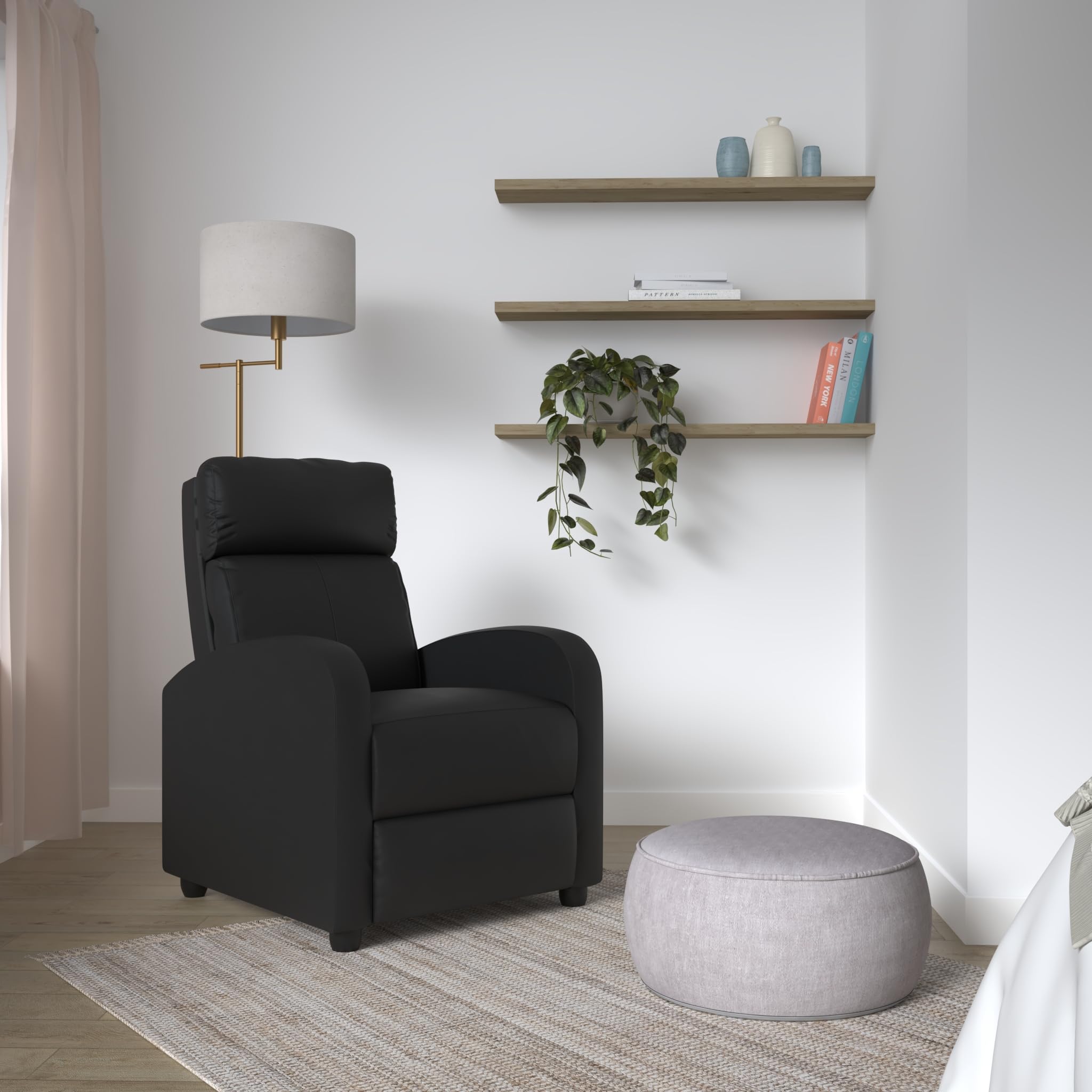 BestMassage | Recliner Chair | with 2 Point Massage Function | Pu Brown | with Lumbar Support, Adjustable Push Back, Footrest & Padded Seat | Easy Assembly | for Living Room, Home Theatre
