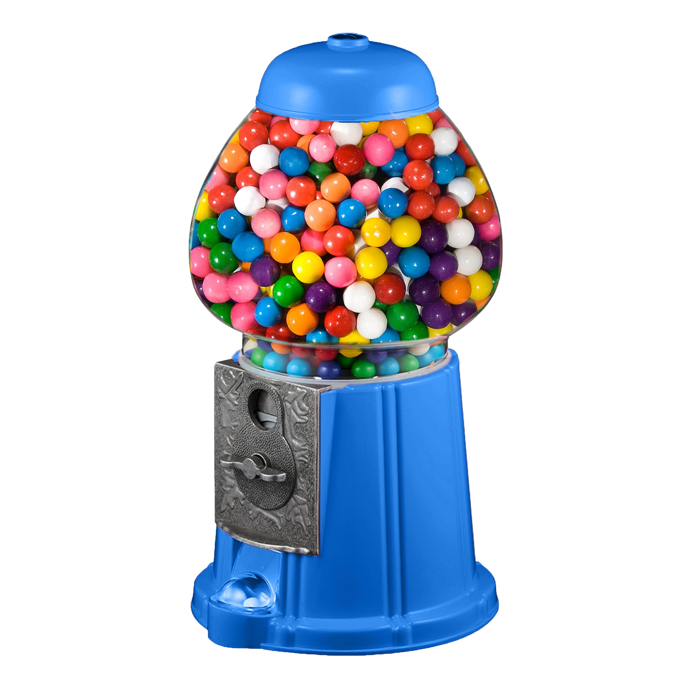 Vintage Gumball Machine - 11-Inch Retro-Style, Coin-Operated Cast Metal Vending Machine with Glass Globe and Free Spin by Great Northern Popcorn (Red)