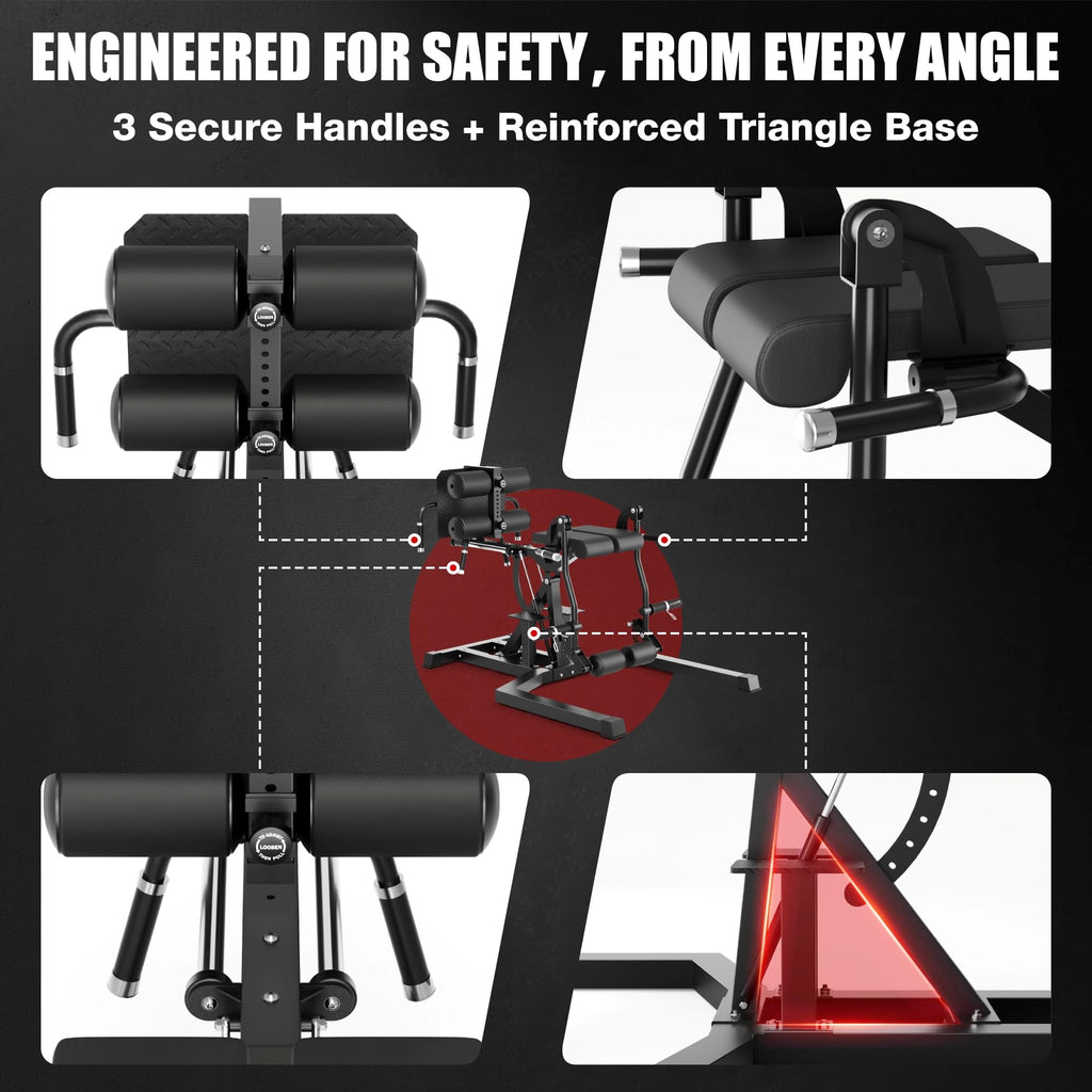 JELENS HL01 Adjustable Leg Press Hack Squat Machine, Glute Ham Developer&Leg Extension and Curl Machine 2 in 1, Full Body Workout Equipment for Home Gym