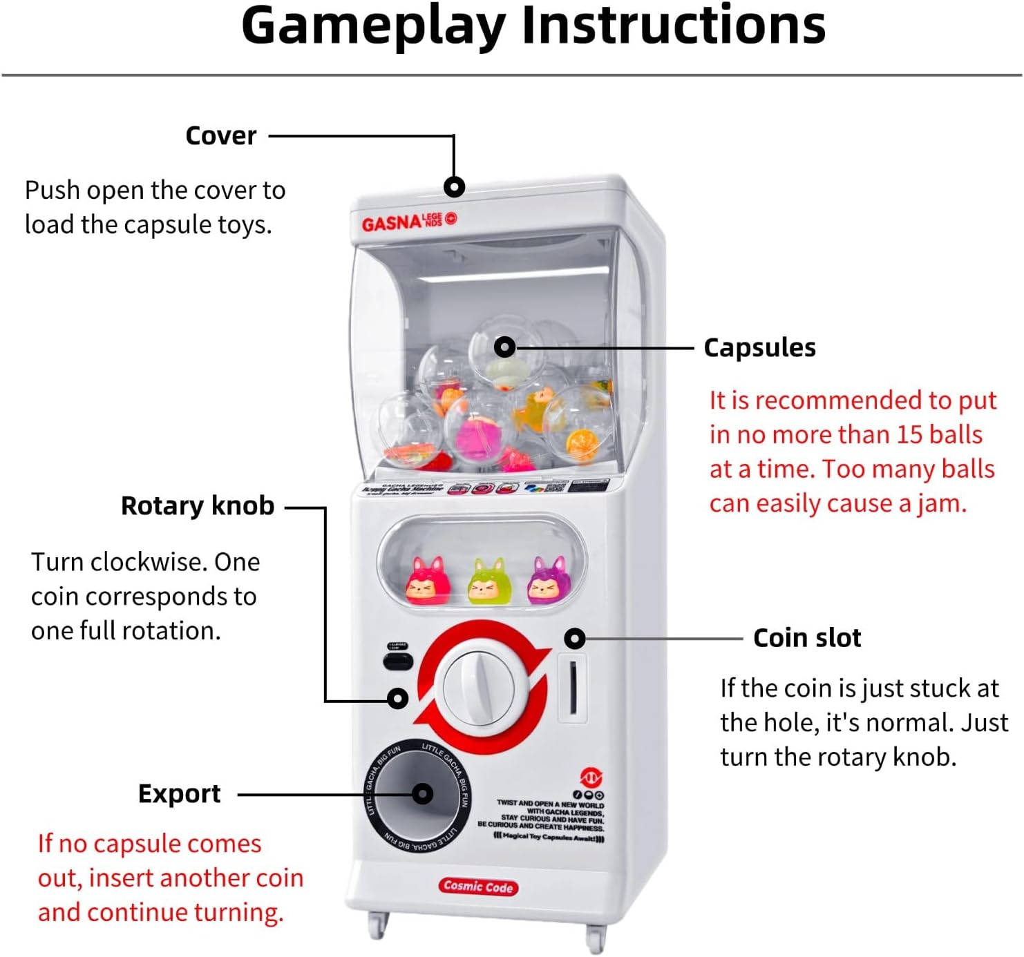Capsule Vending Machine Toy Mini Vending Machine for Kids & Adults 25 Cents Coin Operated Gumball Prize Machine Capsule Toys Dispenser Claw Machine for Kids Game Gifts Raffle