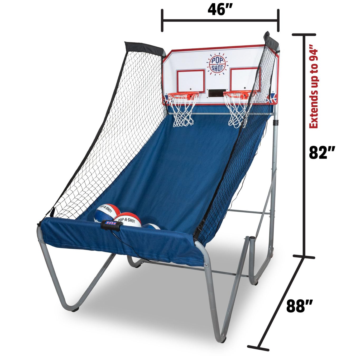 Pop-A-Shot - Home Dual Shot | Arcade Basketball Game for Home | Sensor Scoring Hoop, 16 Game Modes, 7 Balls | Foldable for Easy Storage | Fun for All Players