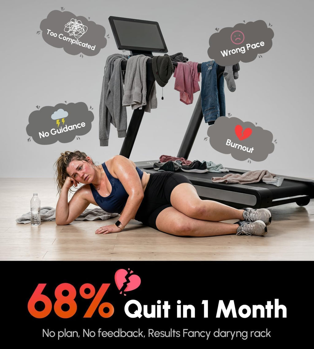 AI-Adaptive Treadmill for Home - Auto Speed & Incline Adjustment, Smart Heart Rate Control, Real-Time AI Running Coach, 5.0HP Motor, 440lb Capacity, Dedicated Bluetooth App, Designed for Beginners