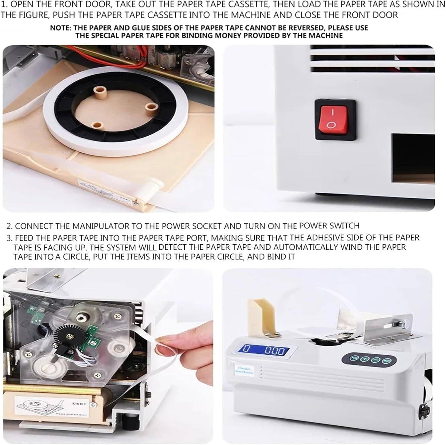 Fast Cash Wrapping Machine, Automatic Banknote Wrapping Machine, Desktop Banknote Wrapping Machine with LCD Display, for Finance and ATMs